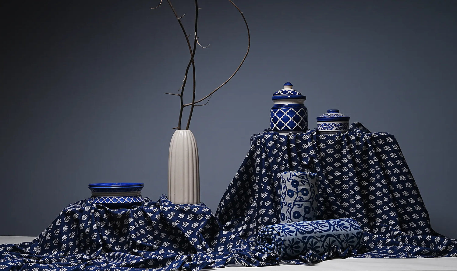 Indigo Dabu Print Fabric and Indigo Fabric