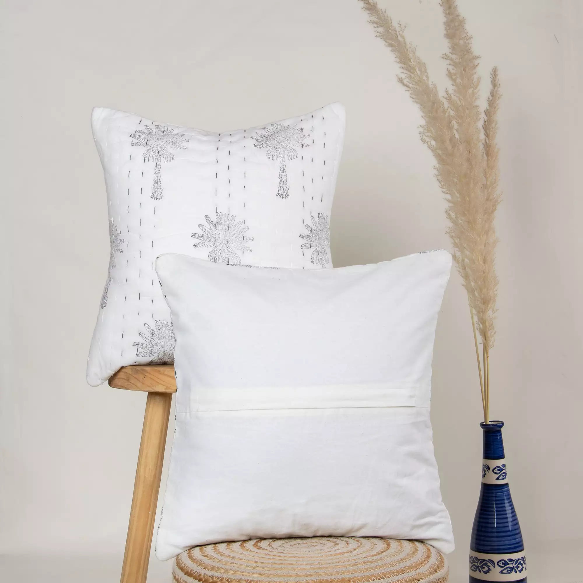 Indian Cotton Quilted Kantha Cushion Covers