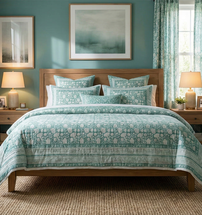 Hand Block Printed Jaipuri Razai and Bedding Set