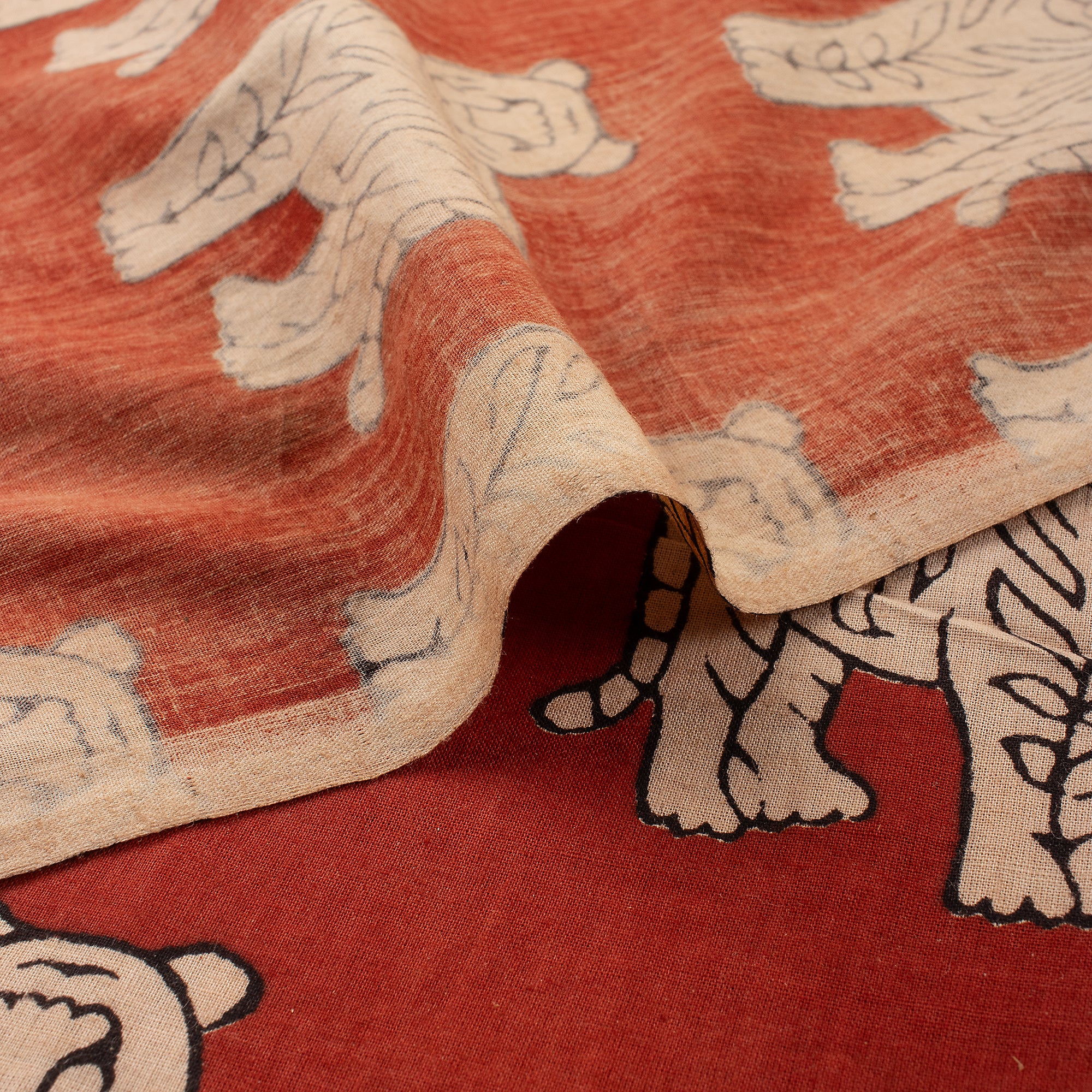Animal Hand Block Printed Cotton Bagru Fabrc