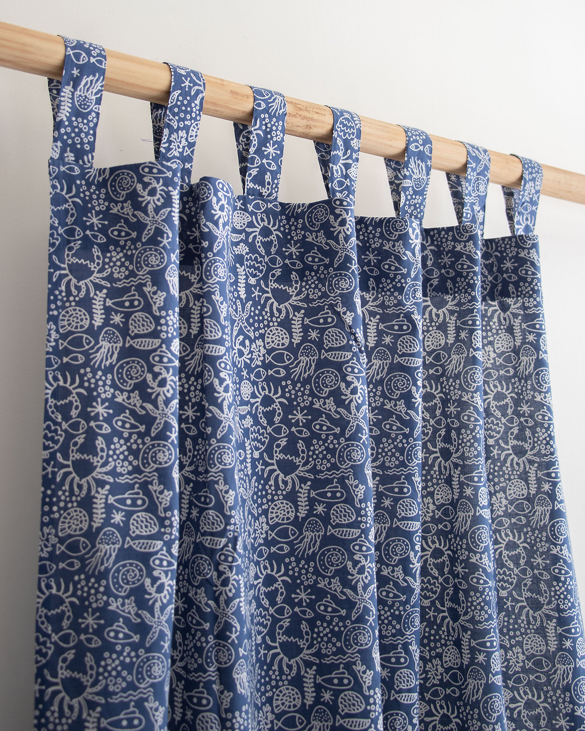 Aquatic Animals Block Printed Curtains Online in India