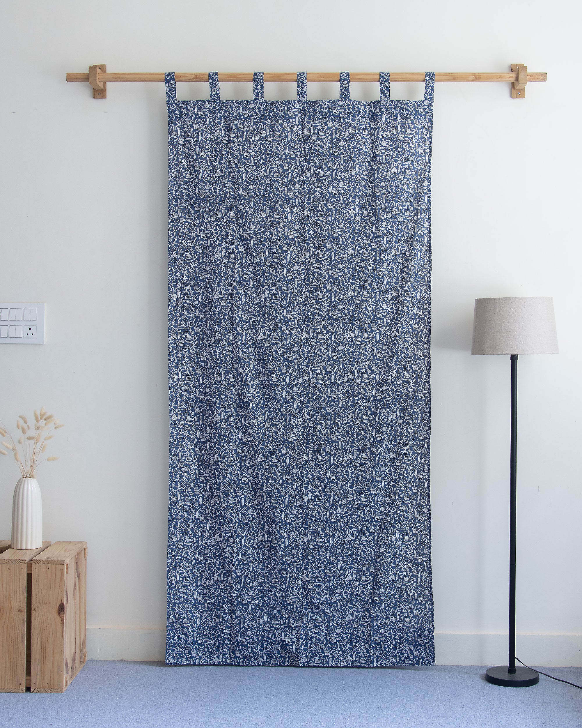 Aquatic Animals Block Printed Curtains Online in India