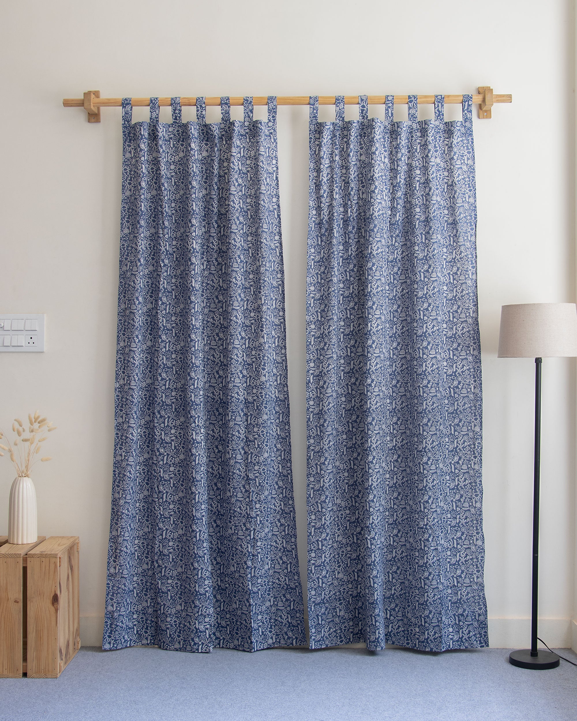 Aquatic Animals Block Printed Curtains Online in India