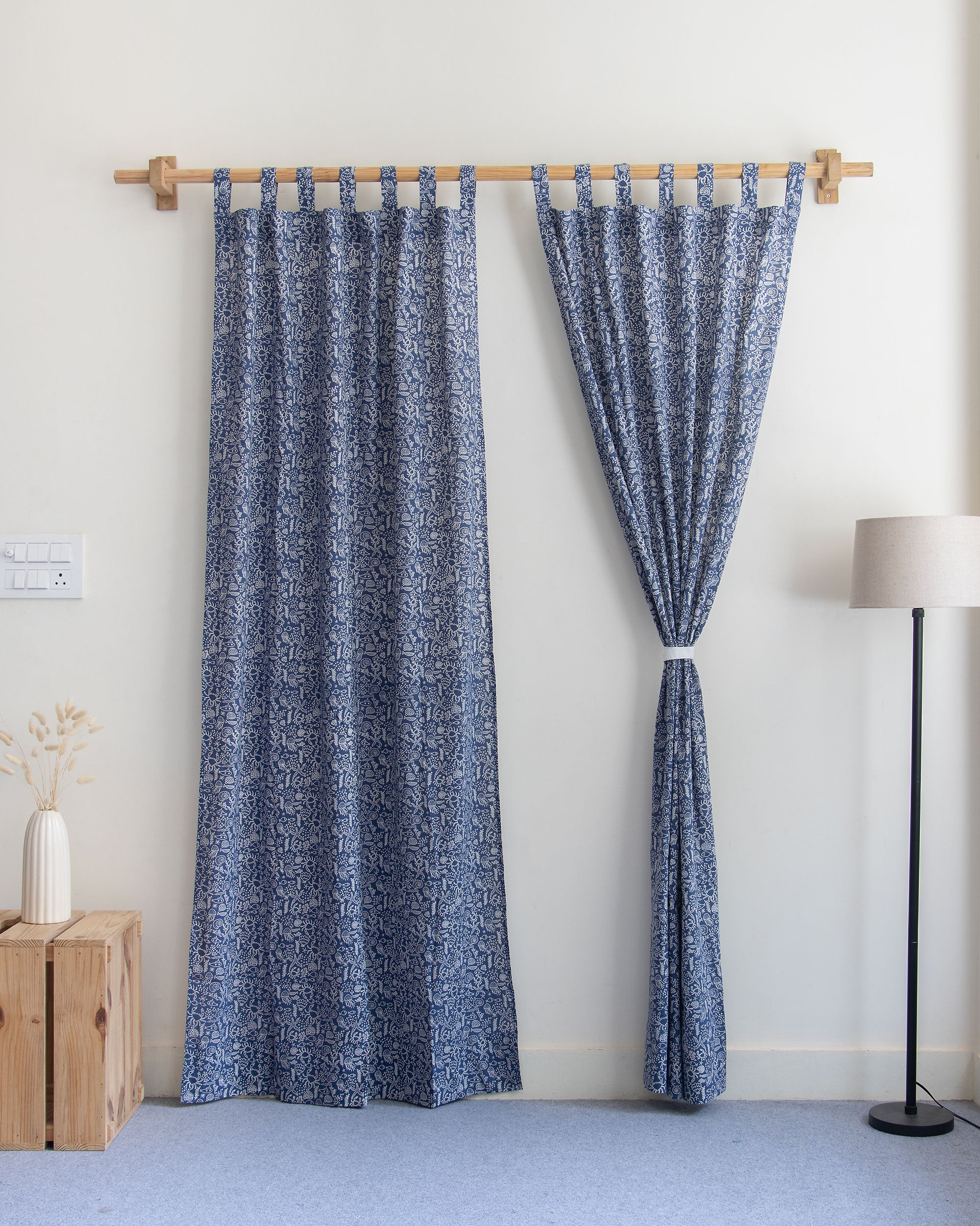 Aquatic Animals Block Printed Curtains Online in India