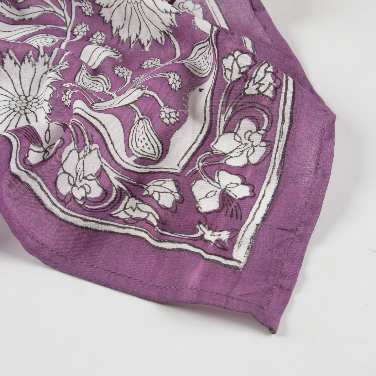 Floral Printed Purple Cotton Hair Bandana For Women