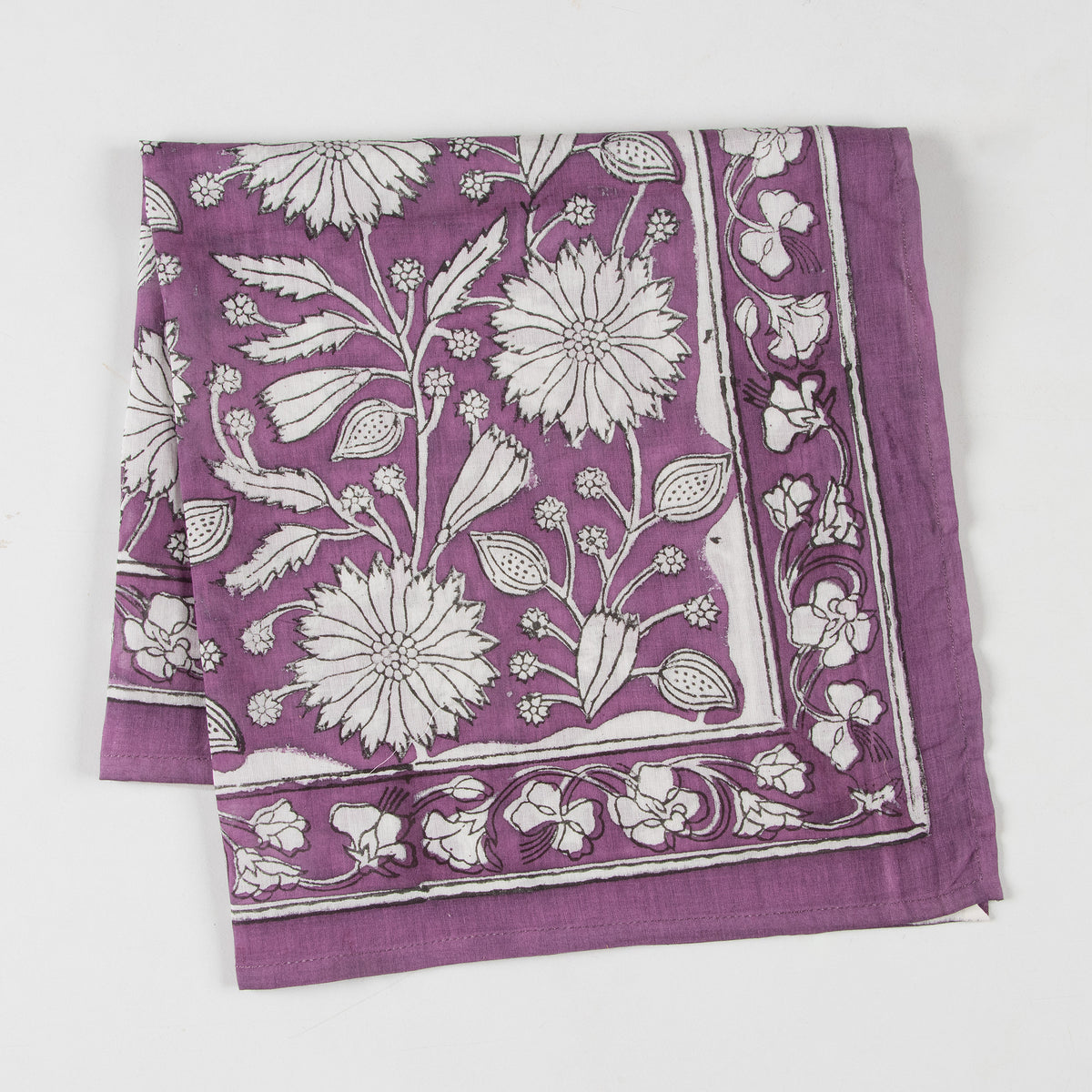 Floral Printed Purple Cotton Hair Bandana For Women