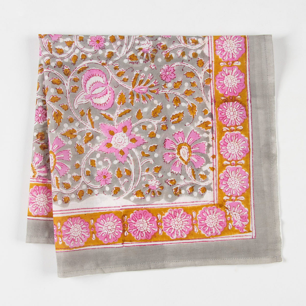 100% Cotton Hand Block Floral Printed Hair Bandana for Women