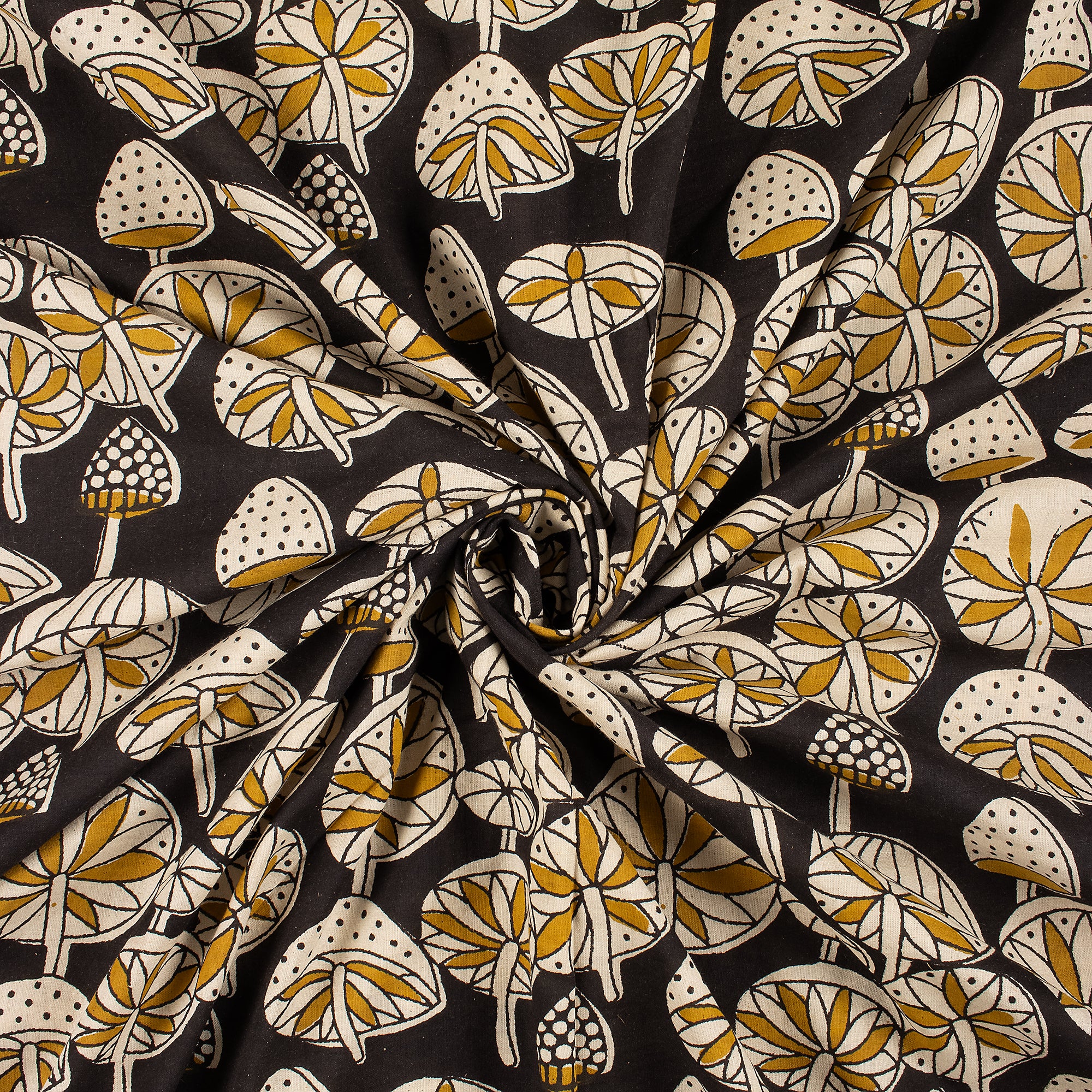 Bagru Cotton Black Masrom Printed Fabric by Yard