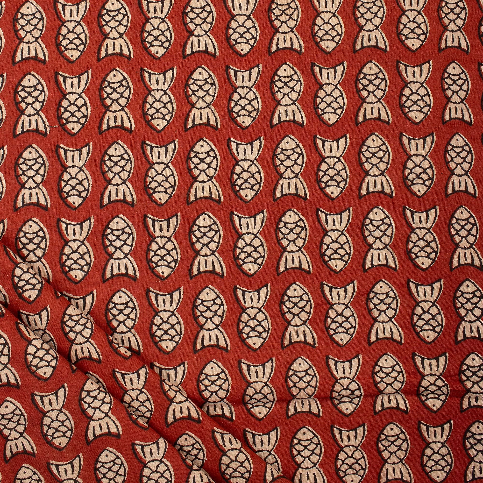 Bagru Fish Hand Block Printed Sewing Projects Fabric