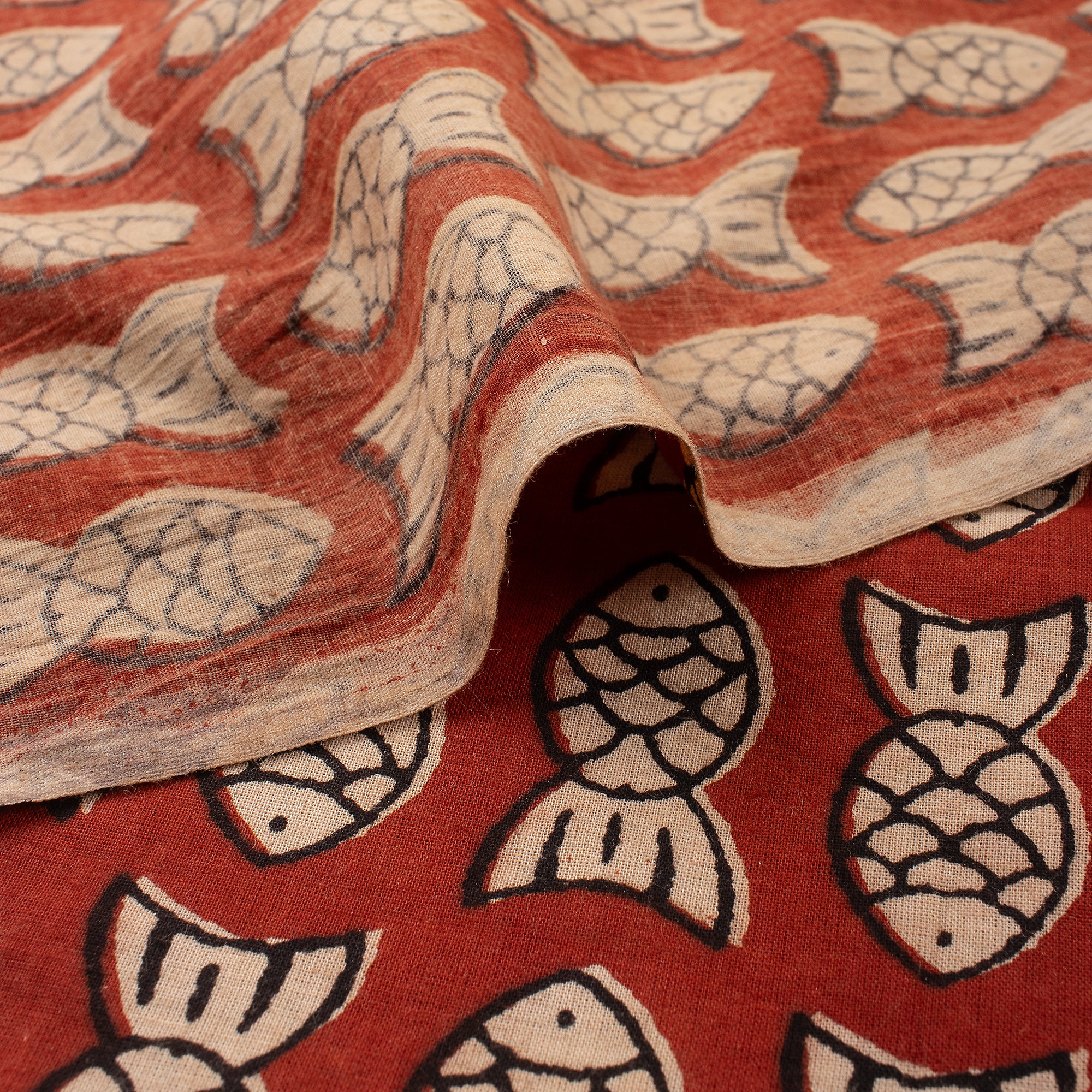 Bagru Fish Hand Block Printed Sewing Projects Fabric