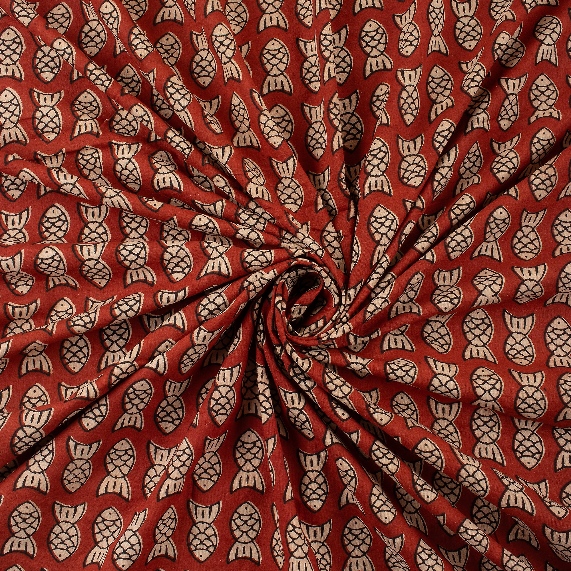 Bagru Fish Hand Block Printed Sewing Projects Fabric