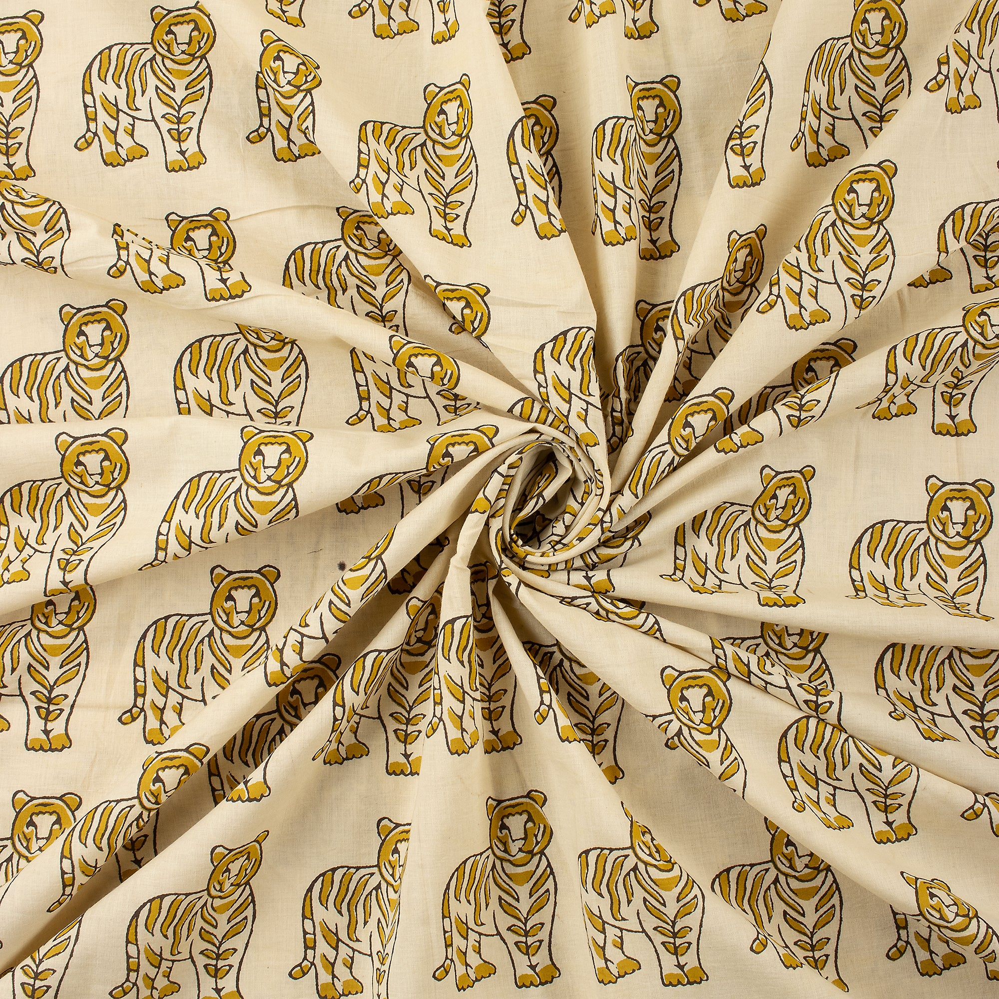 Bagru Organic Tiger Hand Block Printed Fabric
