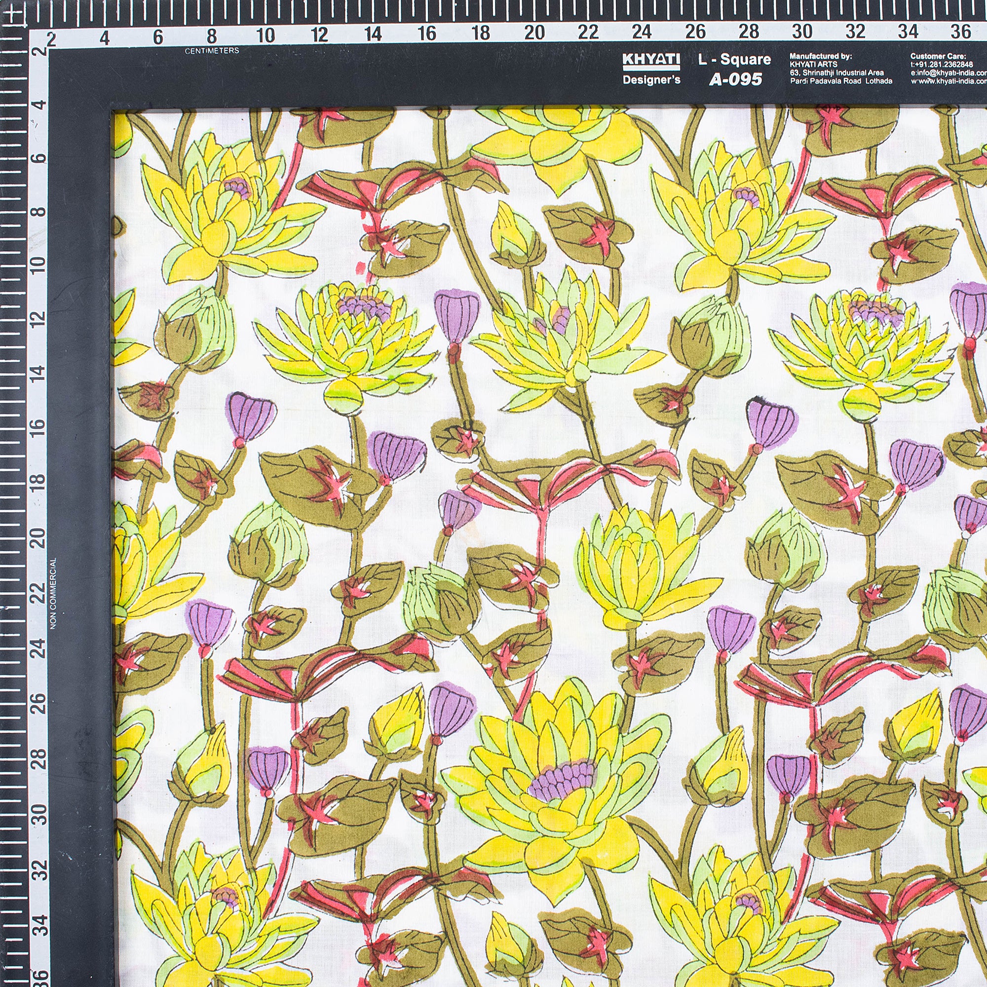 Beautiful Yellow Floral Hand Block Printed Cotton Fabric