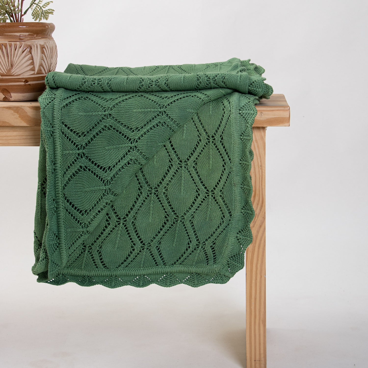 Best Green Knitted Natural Throw Blanket