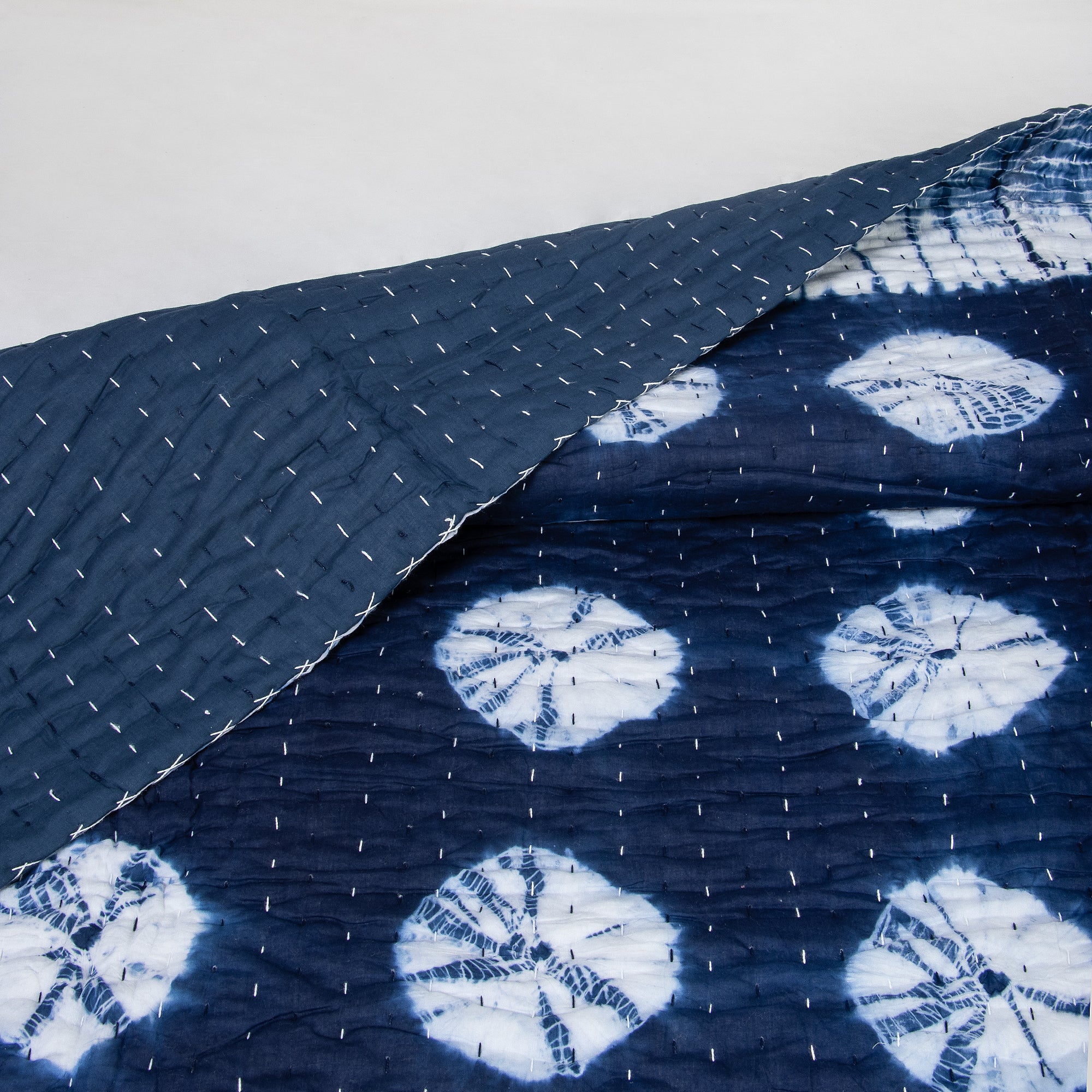 Best Indian Hand Dyed Blue Polkas Dots Kantha quilts