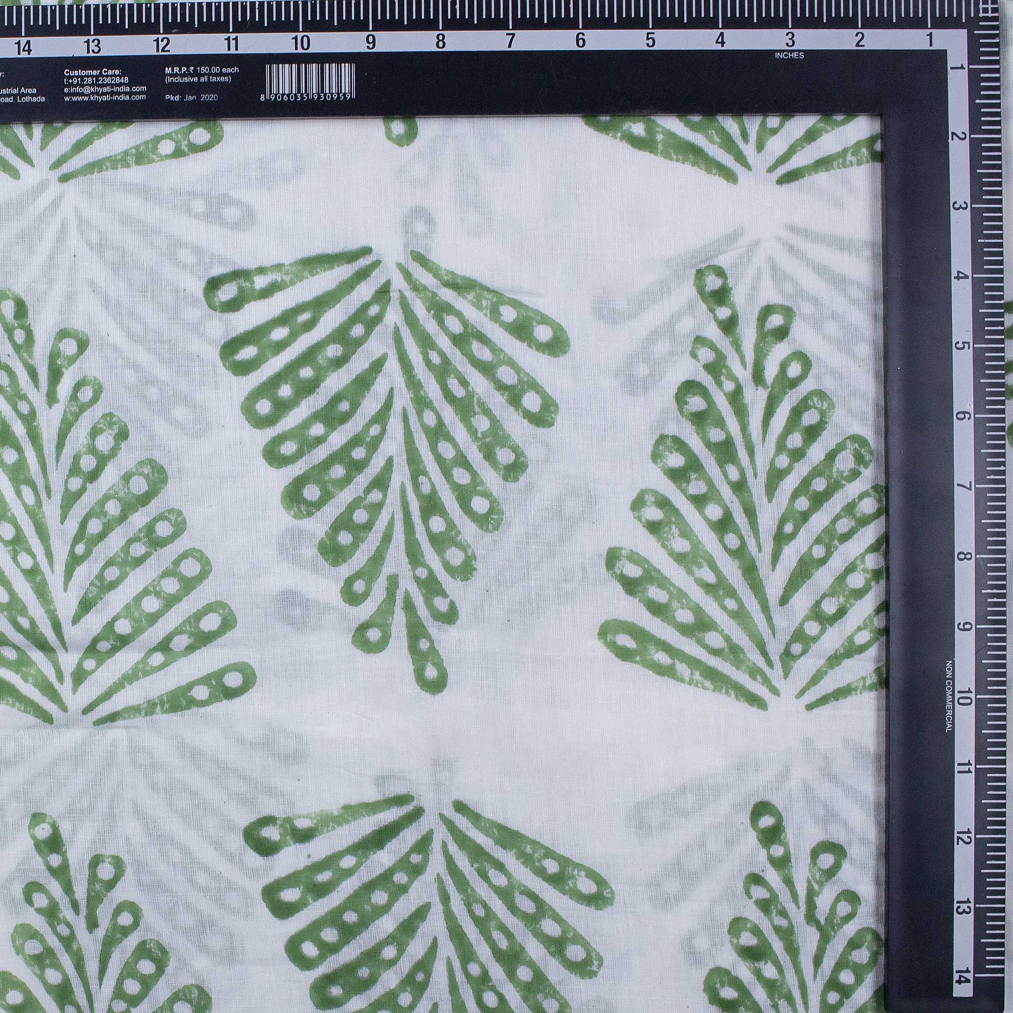 Best Premium Green leaf Hand Block Print Fabric