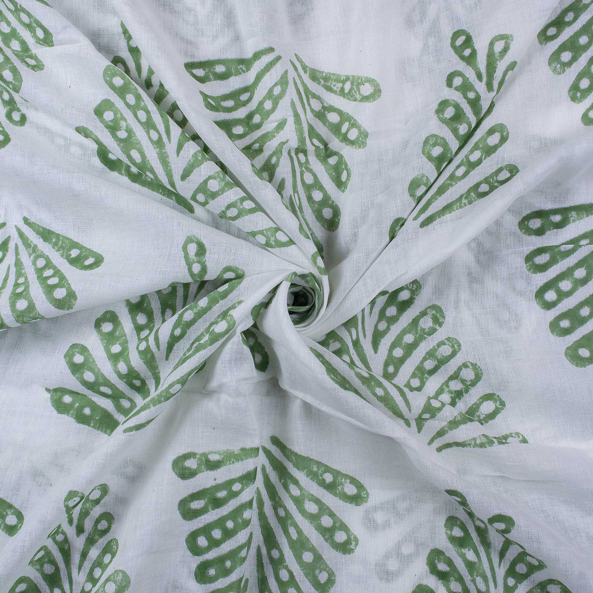 Best Premium Green leaf Hand Block Print Fabric
