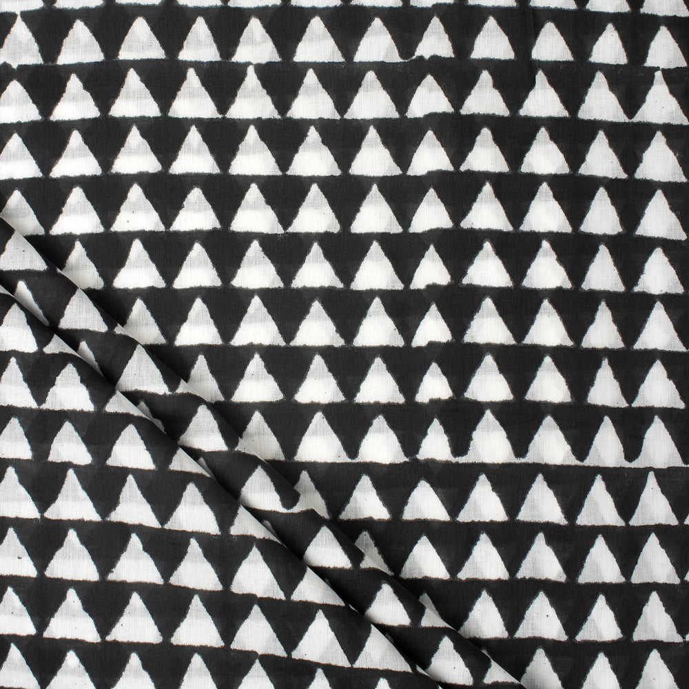 Black Geometrical Hand Block Print Fabric