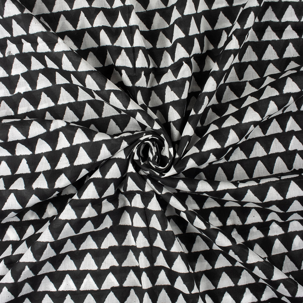 Black Geometrical Hand Block Print Fabric