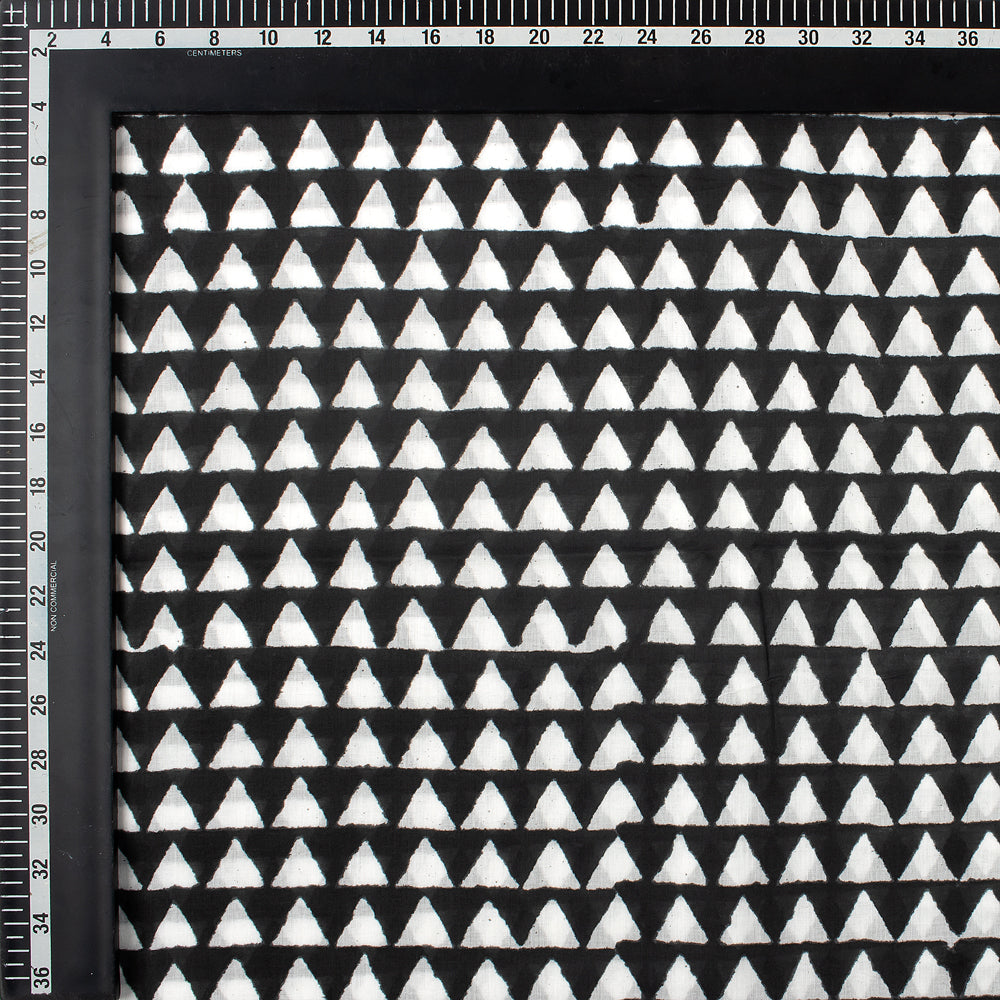 Black Geometrical Hand Block Print Fabric