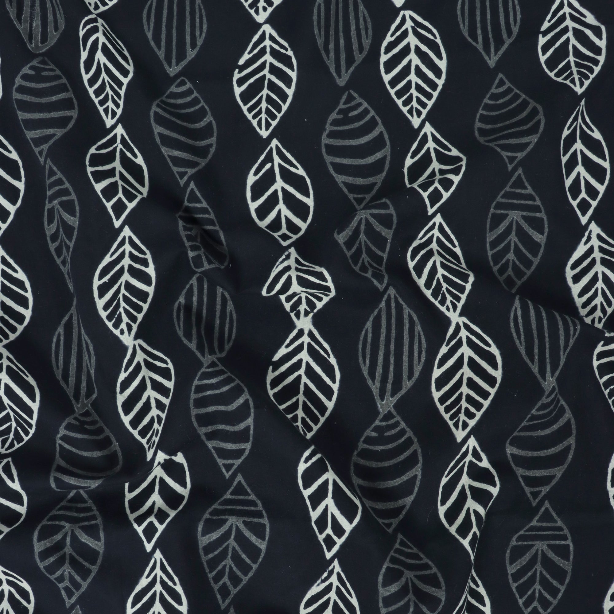 Black & White Cotton Hand Block Printed Fabric