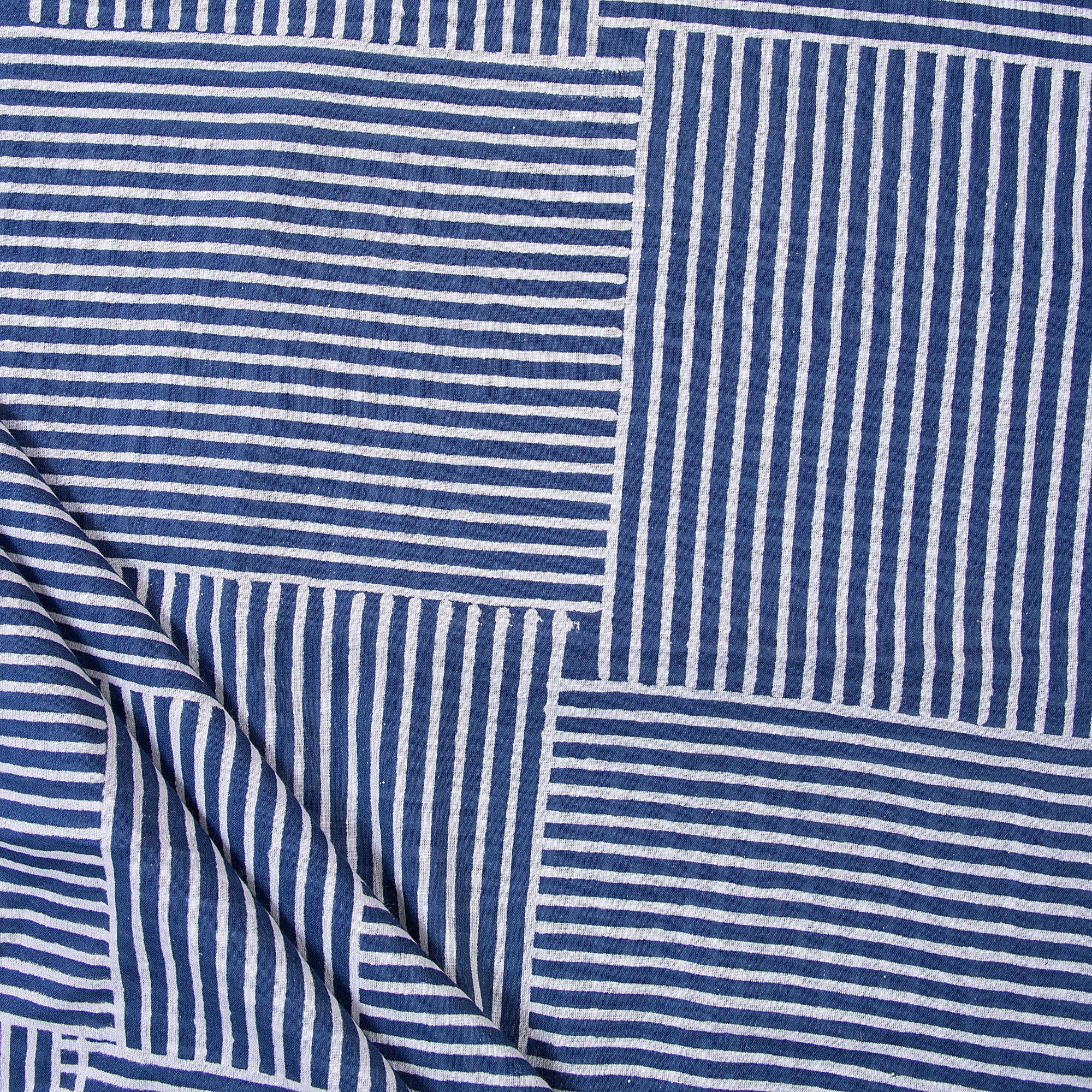Block Print Indigo Cotton Cloth Fabric