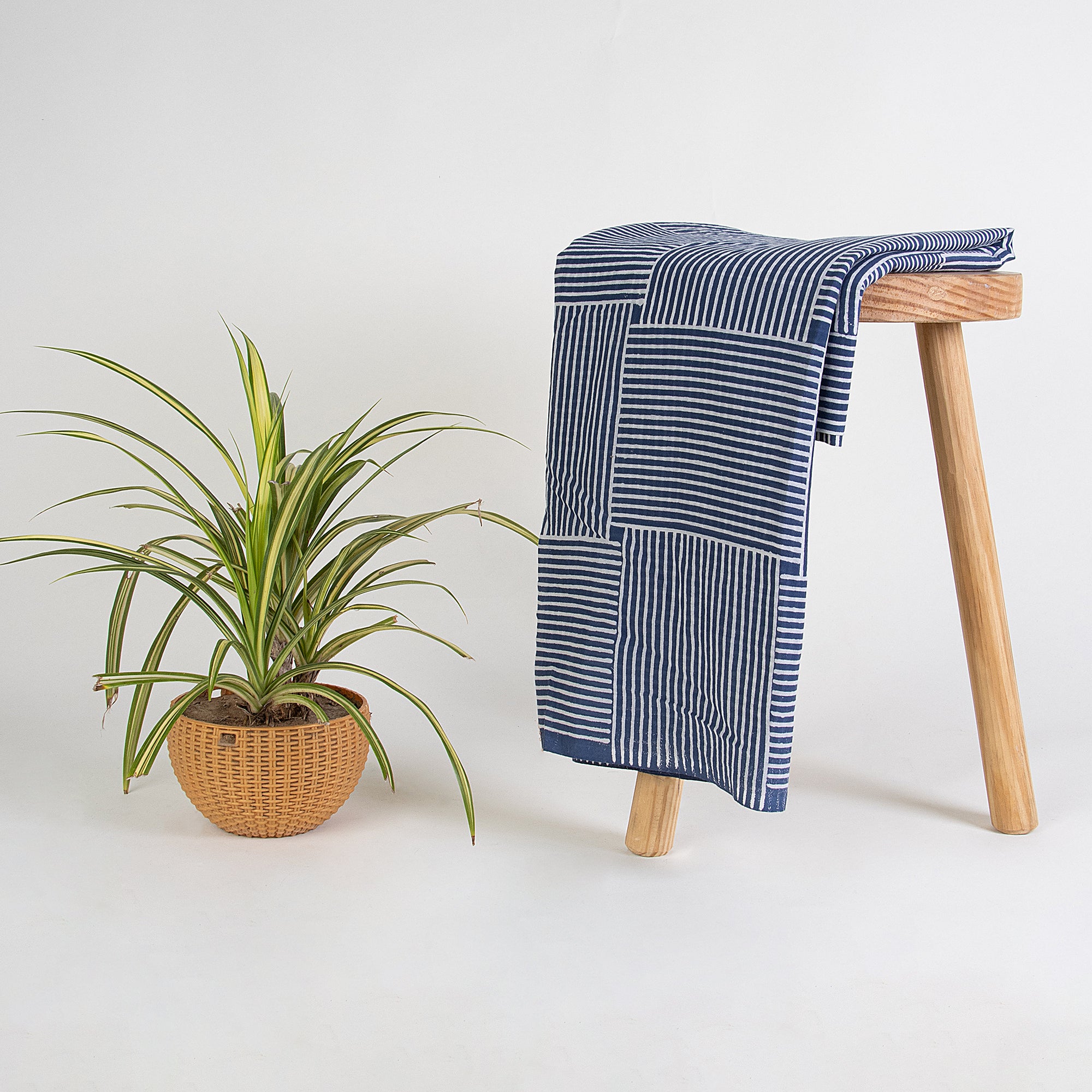 Block Print Indigo Cotton Cloth Fabric