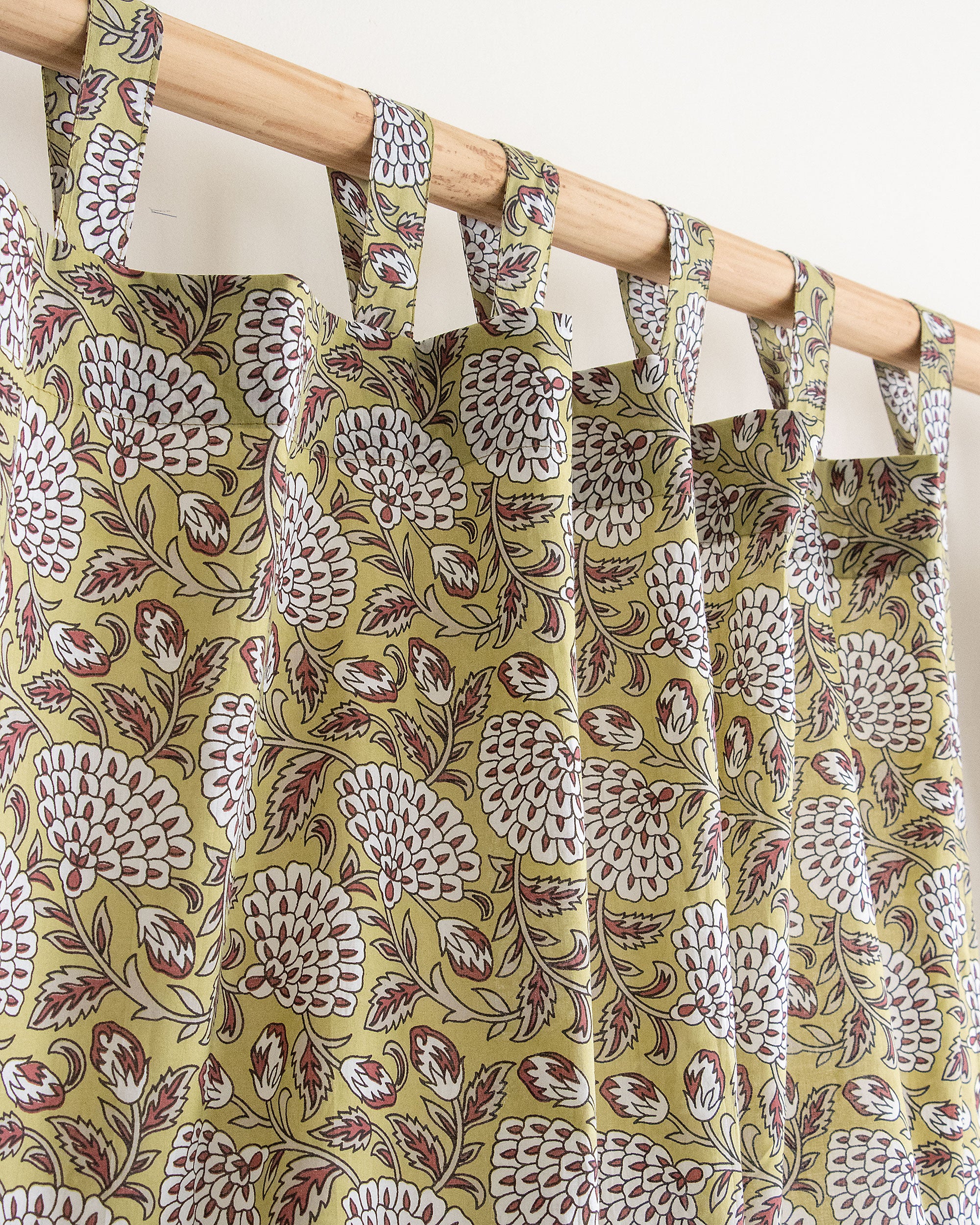 Block Printed Floral Curtains for Door