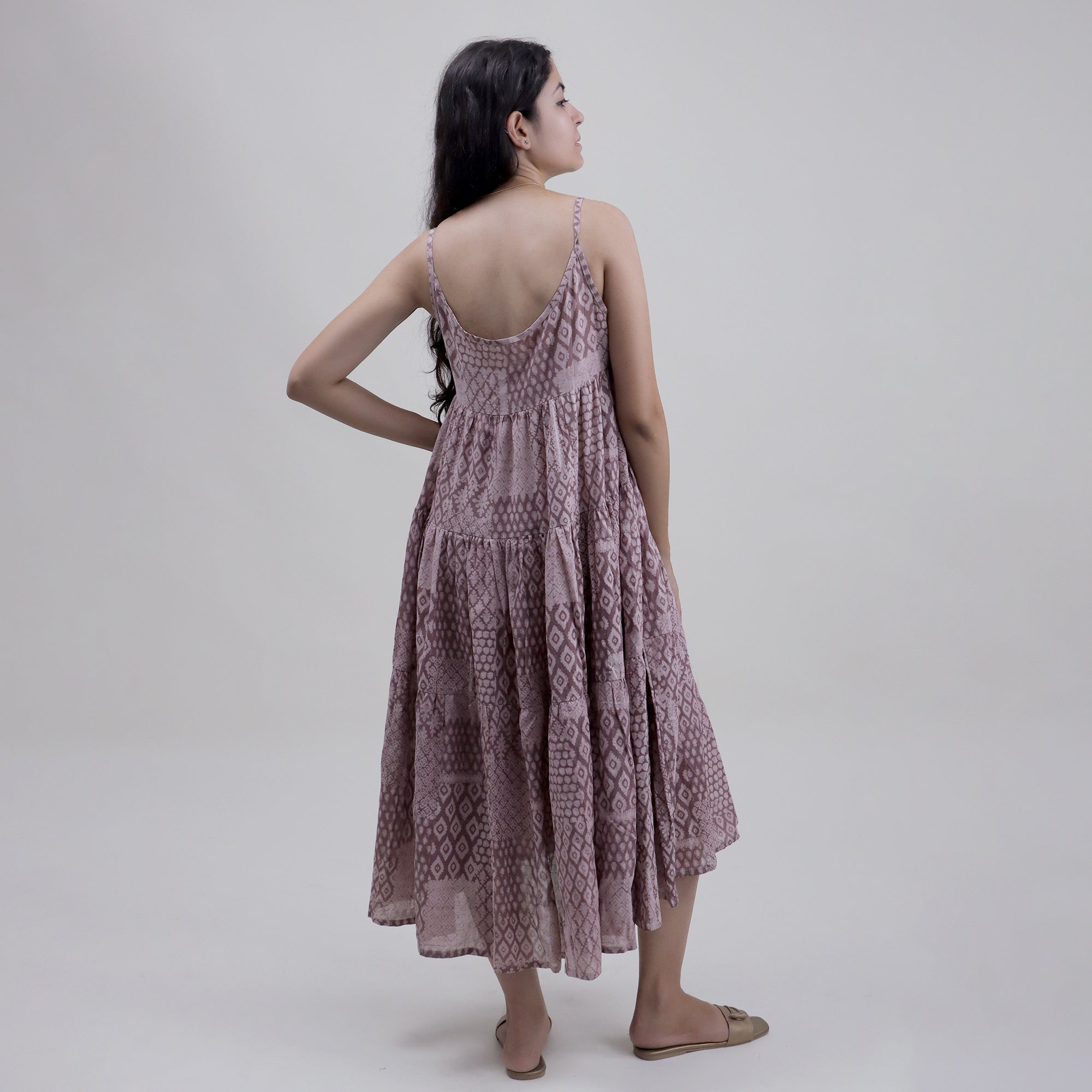 Block Printed Light Weighted Cotton Midi Dress