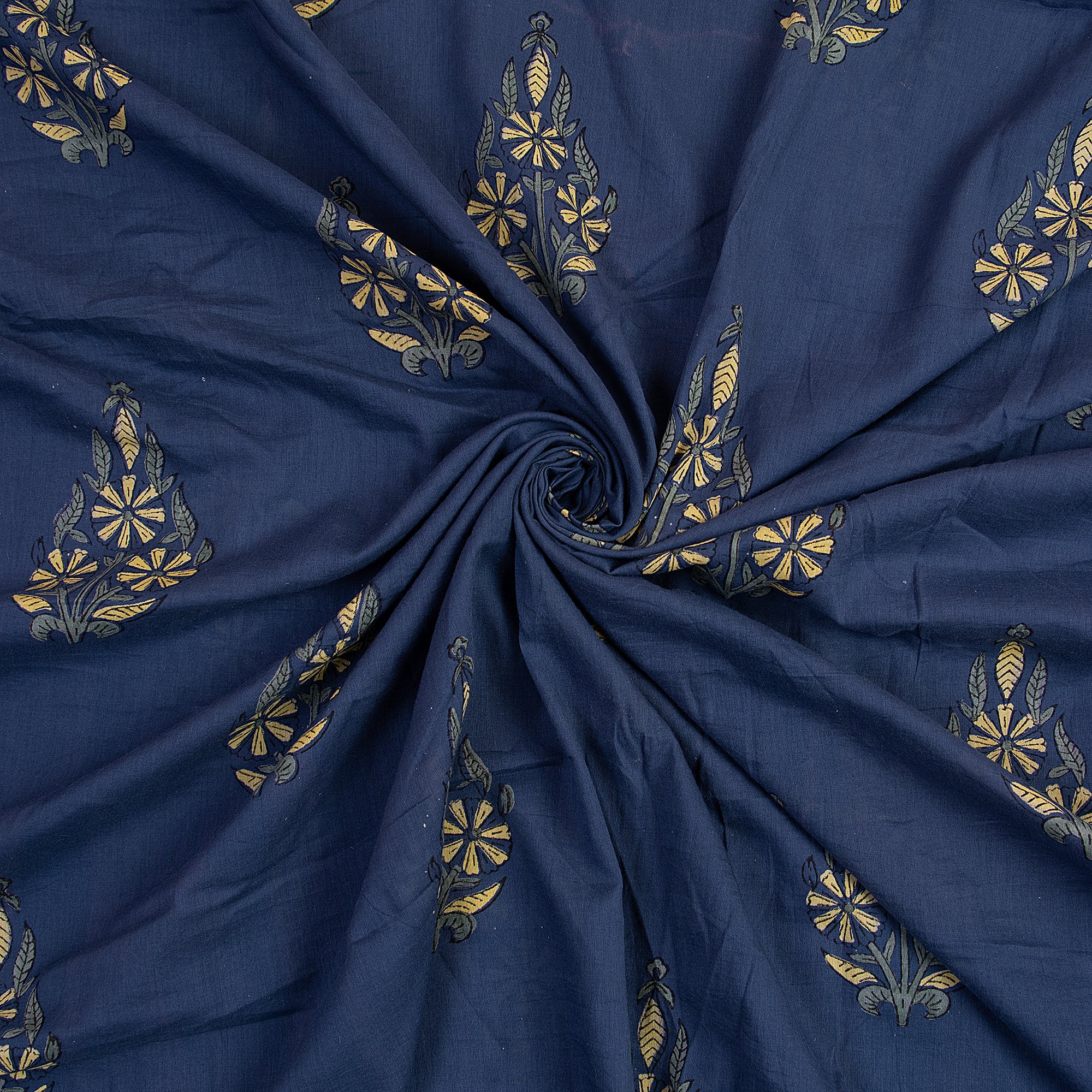 Blue Boota Hand Block Print Dabu Fabric