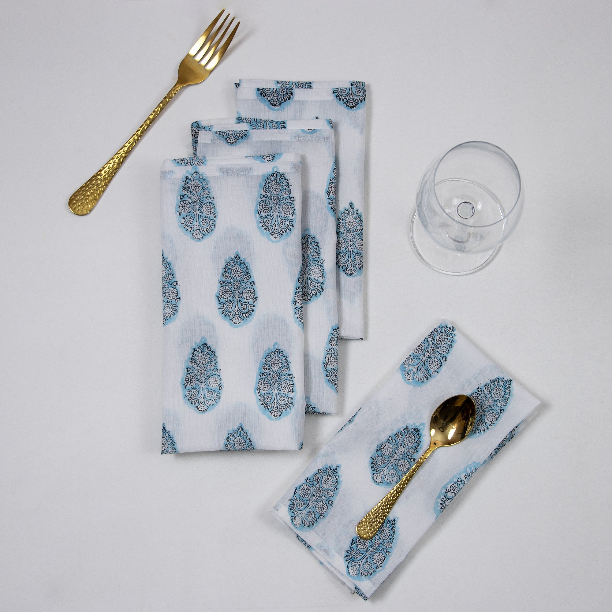 Blue Boota Hand Block Printed Cotton Napkins