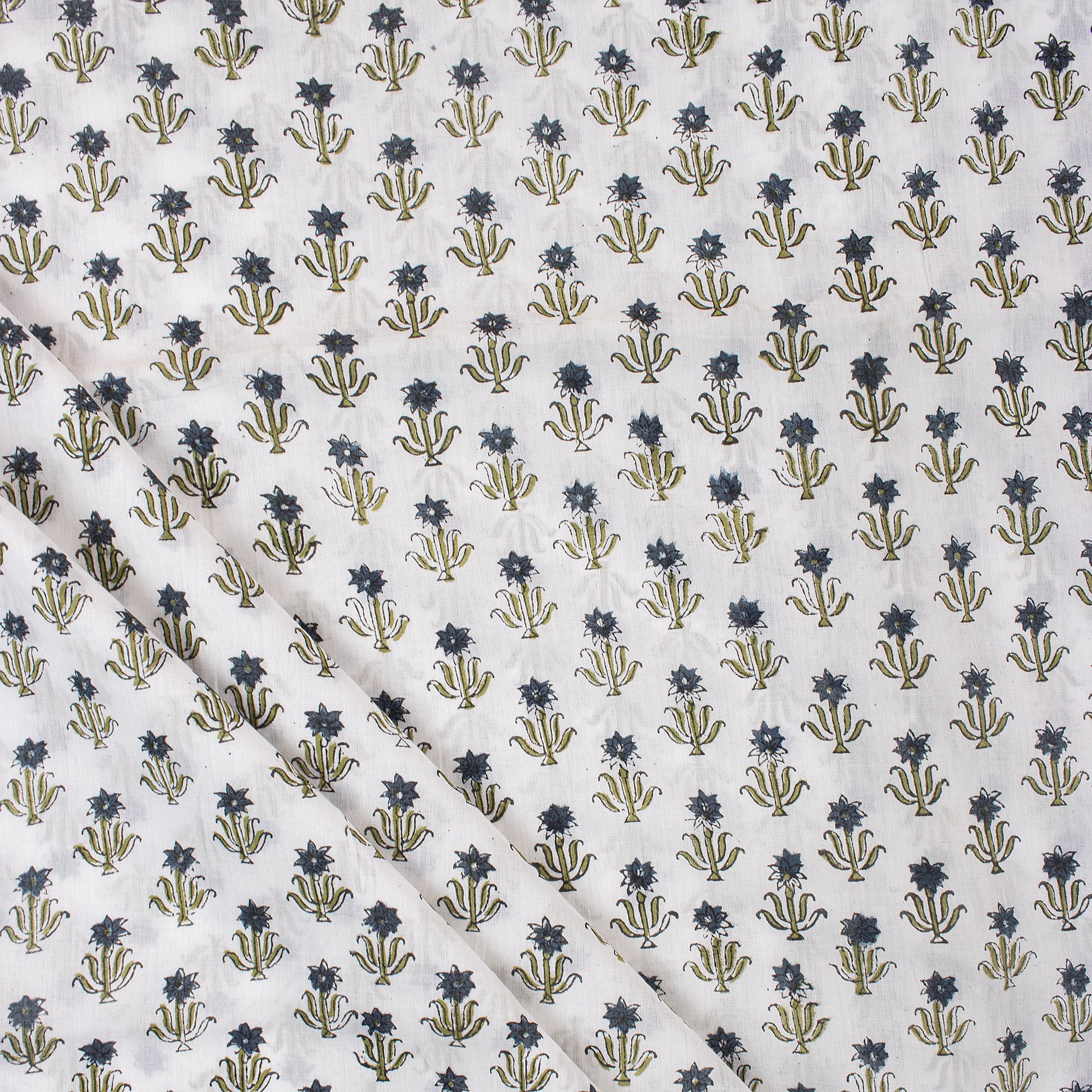 Blue Booti Block Print Fabric Cloth
