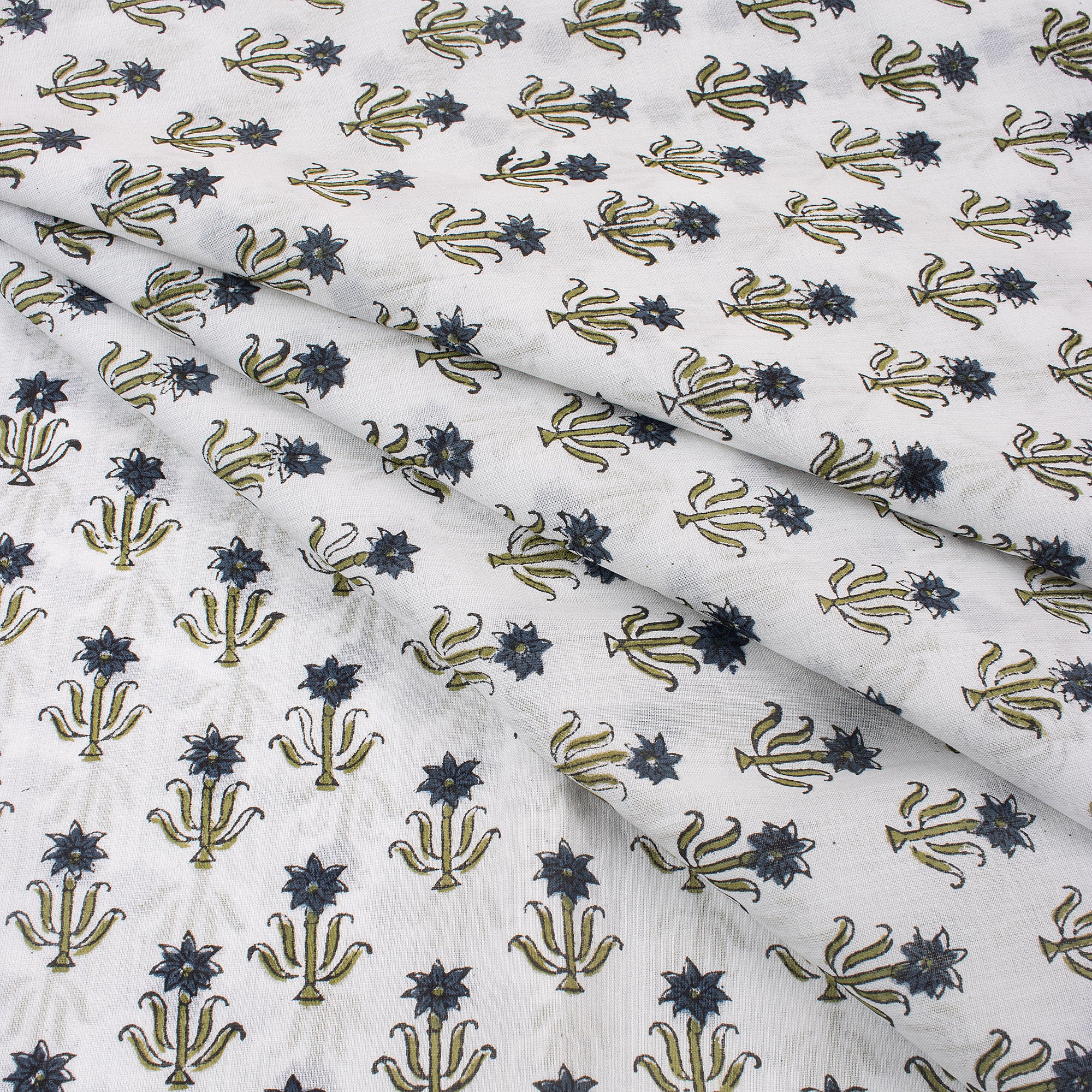 Blue Booti Block Print Fabric Cloth
