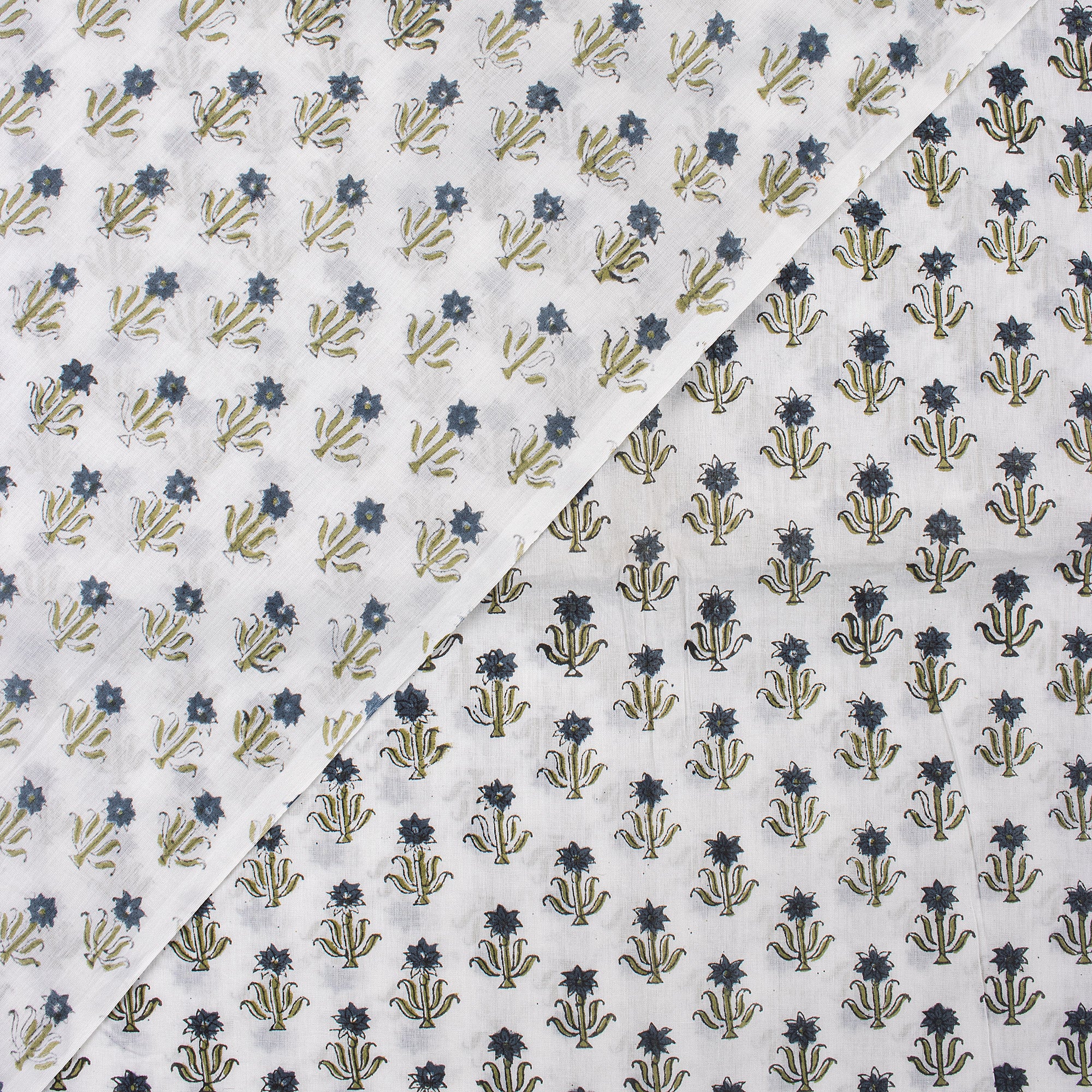 Blue Booti Block Print Fabric Cloth