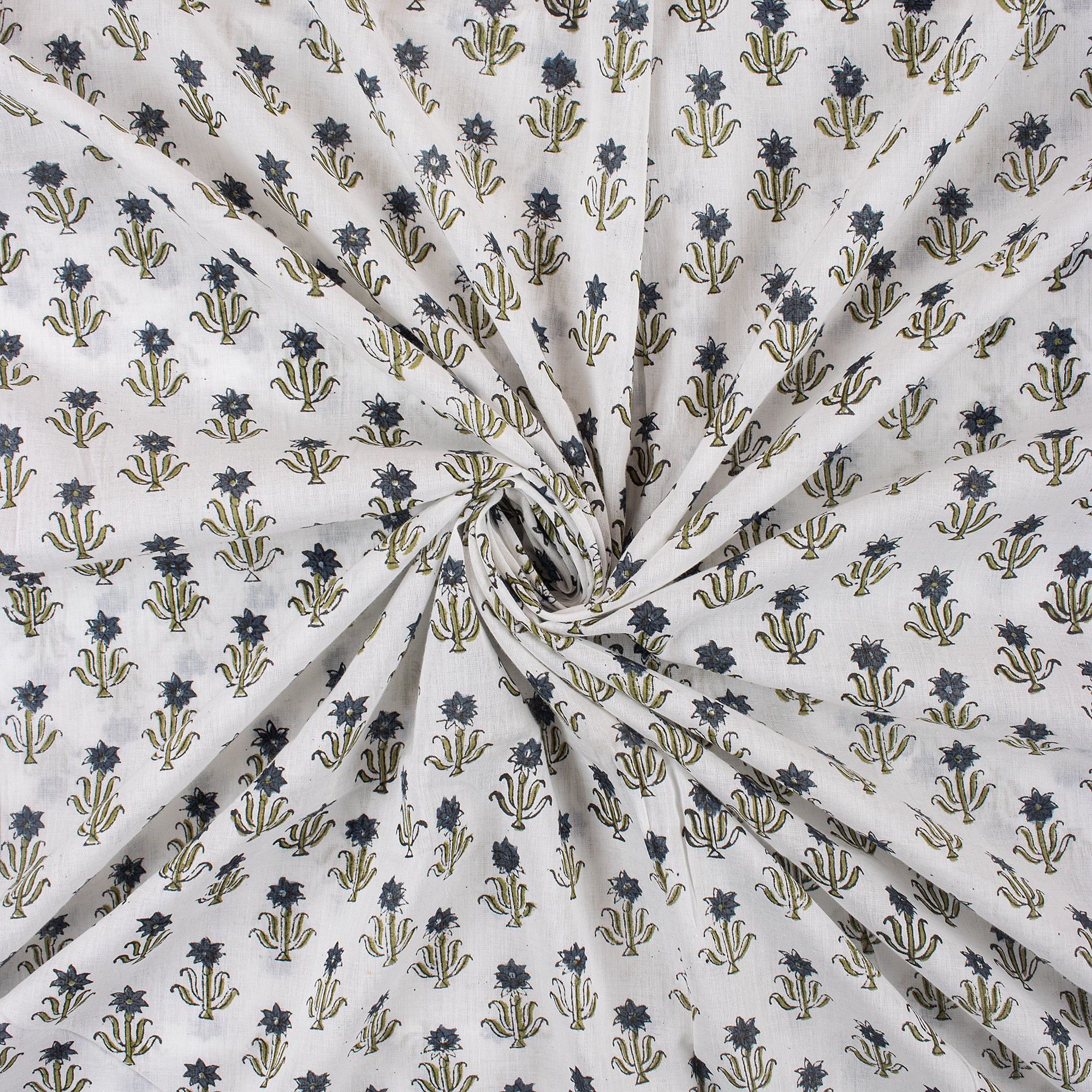 Blue Booti Block Print Fabric Cloth