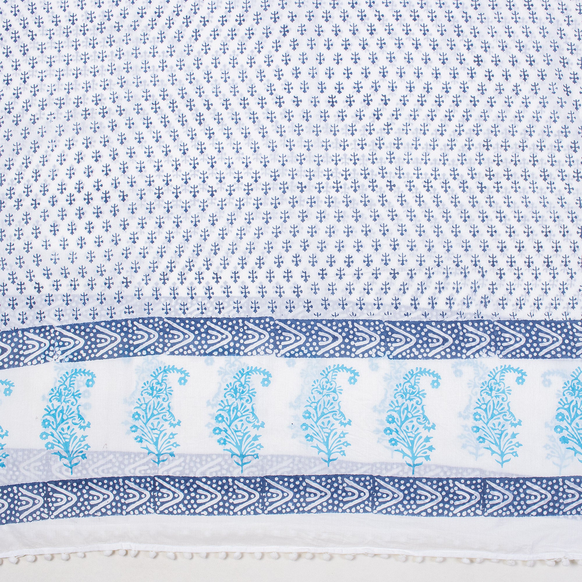 Blue Booti Hand Block Print Sarong For Women