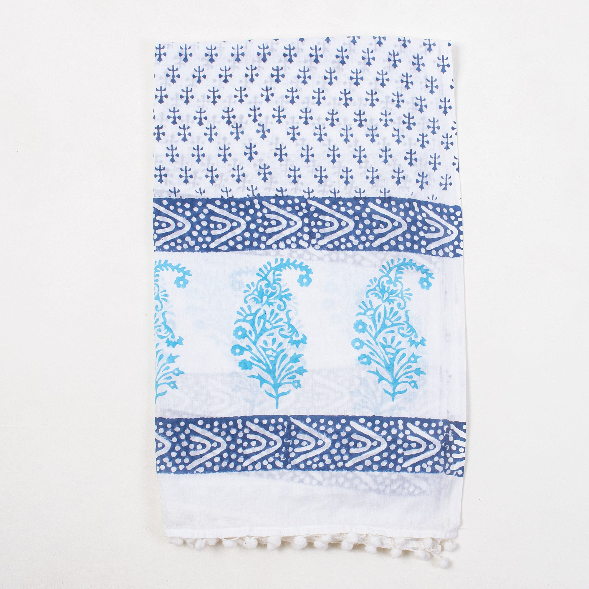 Blue Booti Hand Block Print Sarong For Women
