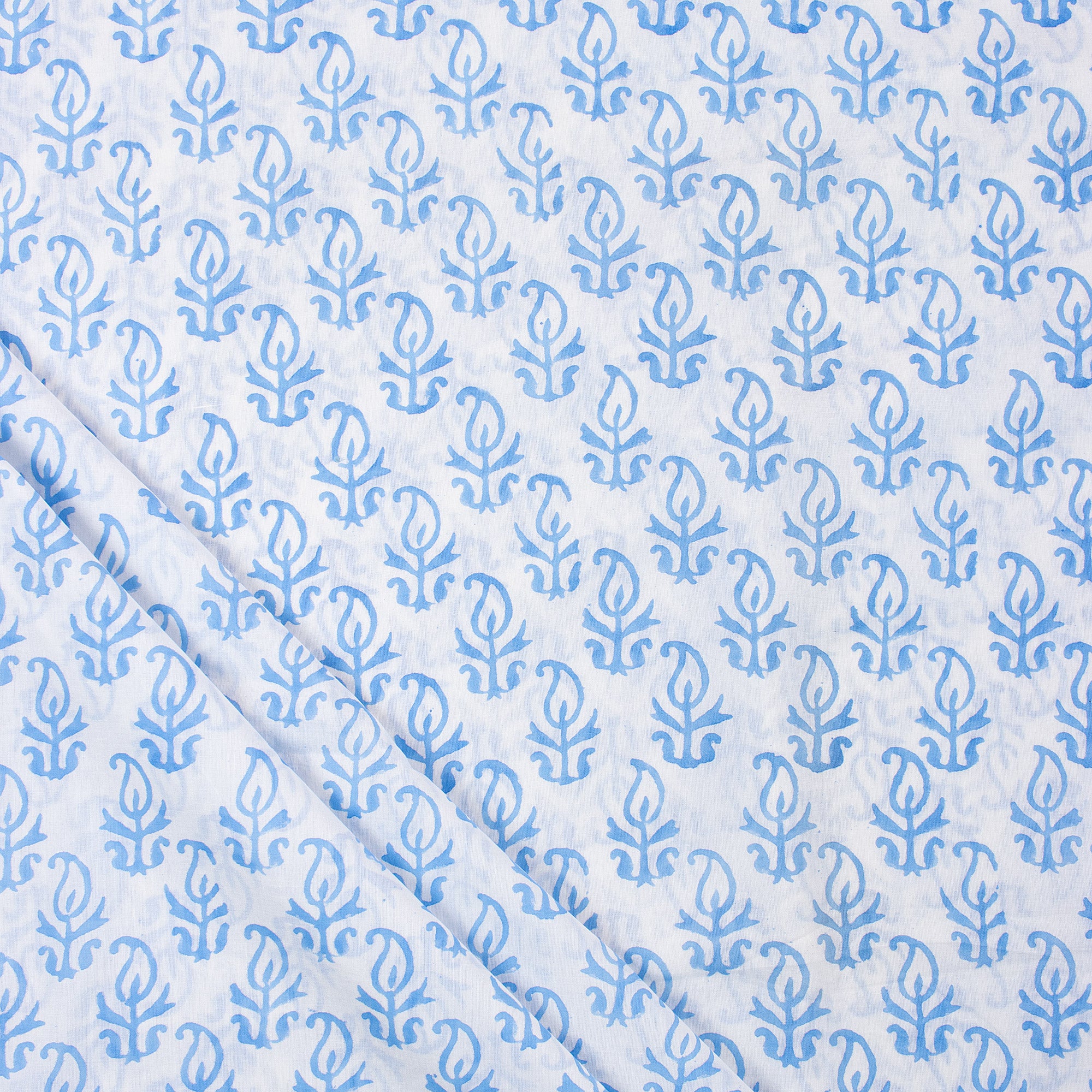Blue Booti Indian Block Print Cotton Fabric Material