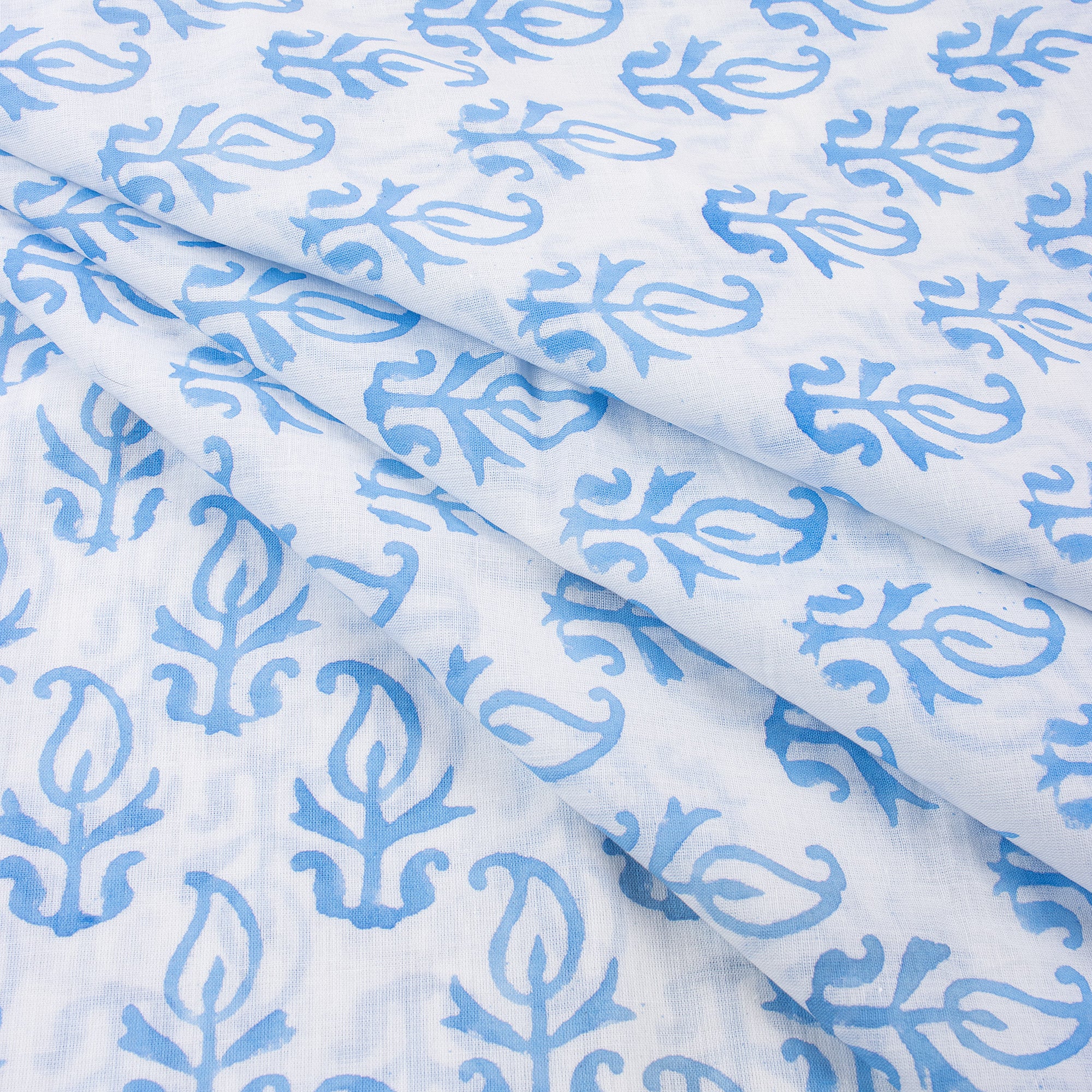 Blue Booti Indian Block Print Cotton Fabric Material