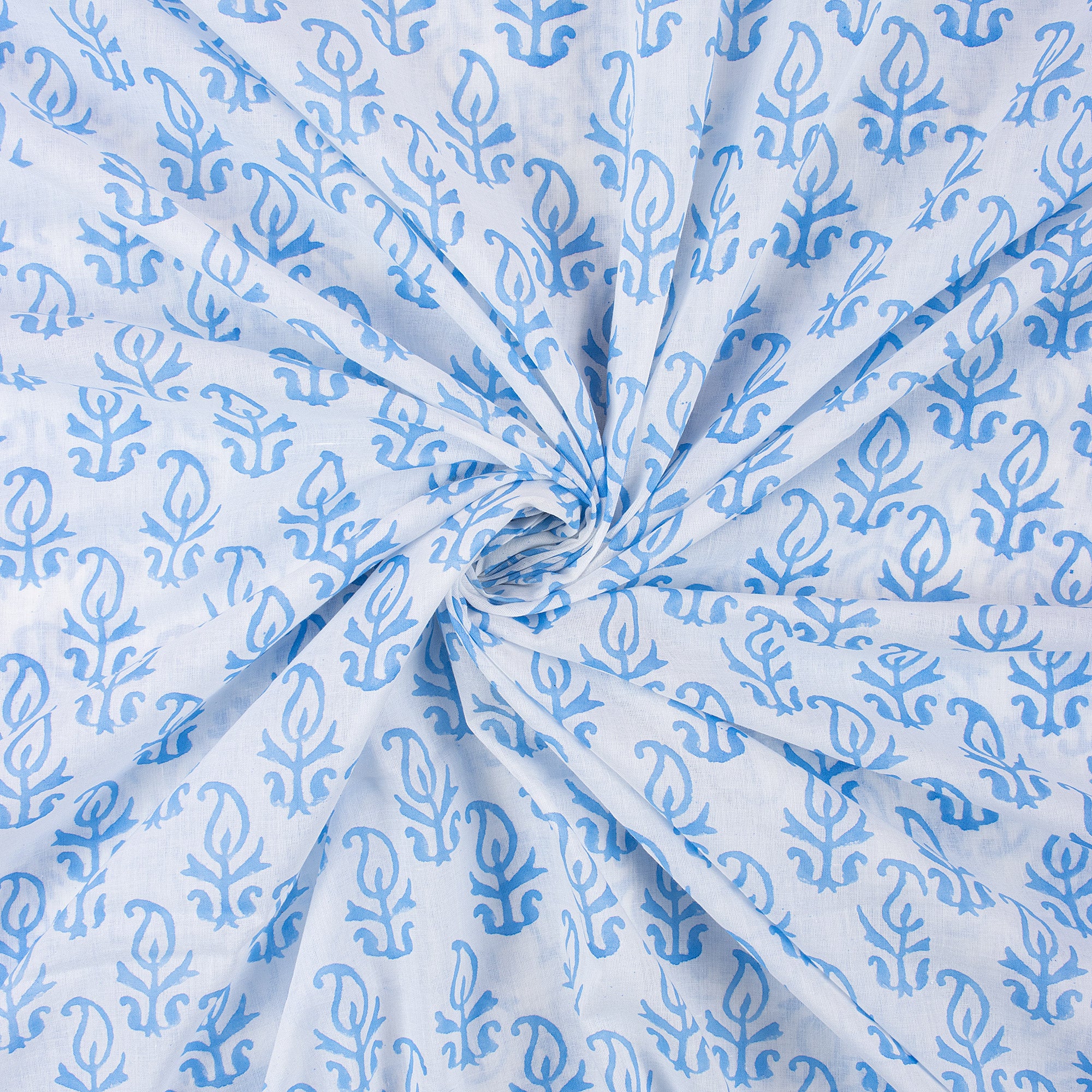 Blue Booti Indian Block Print Cotton Fabric Material