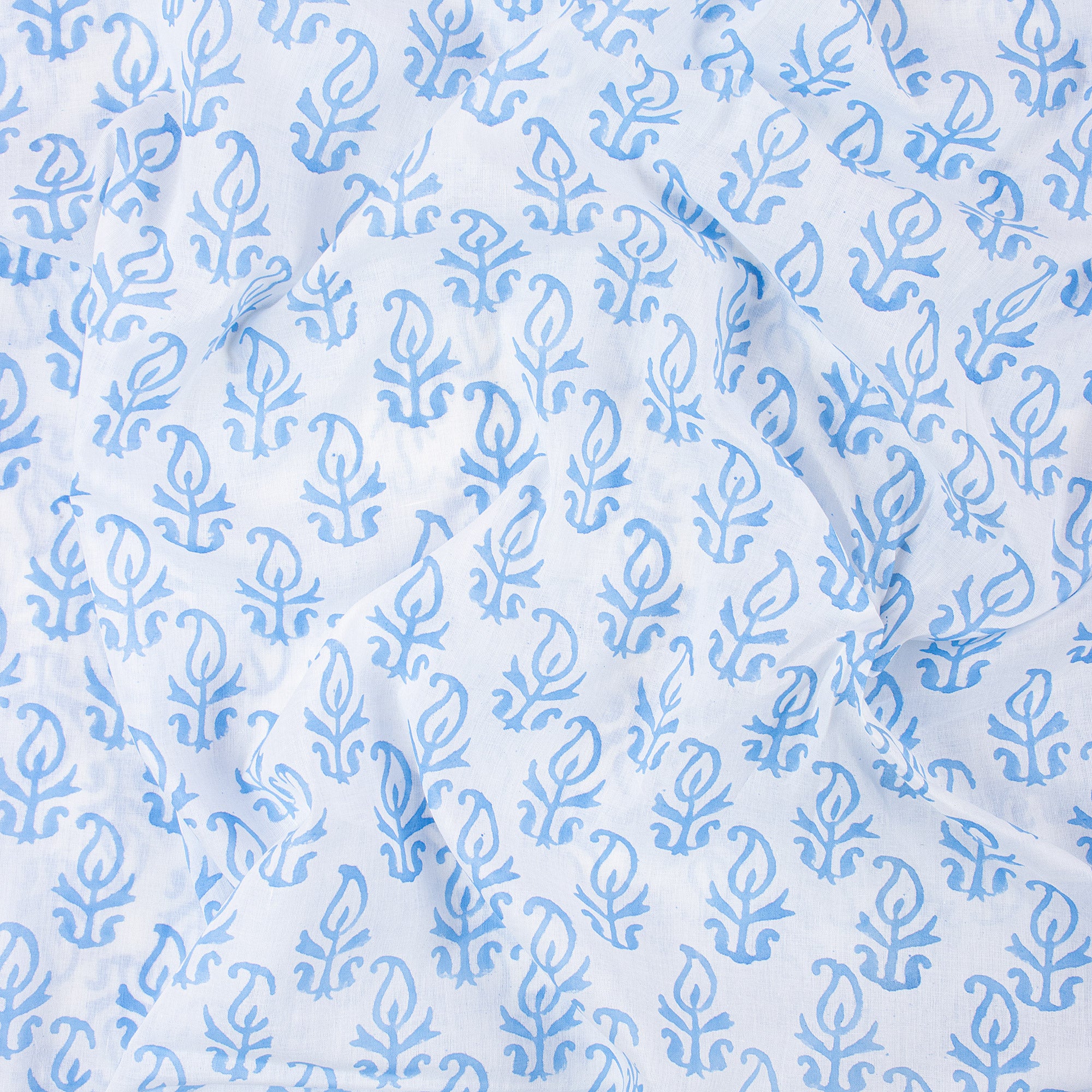 Blue Booti Indian Block Print Cotton Fabric Material