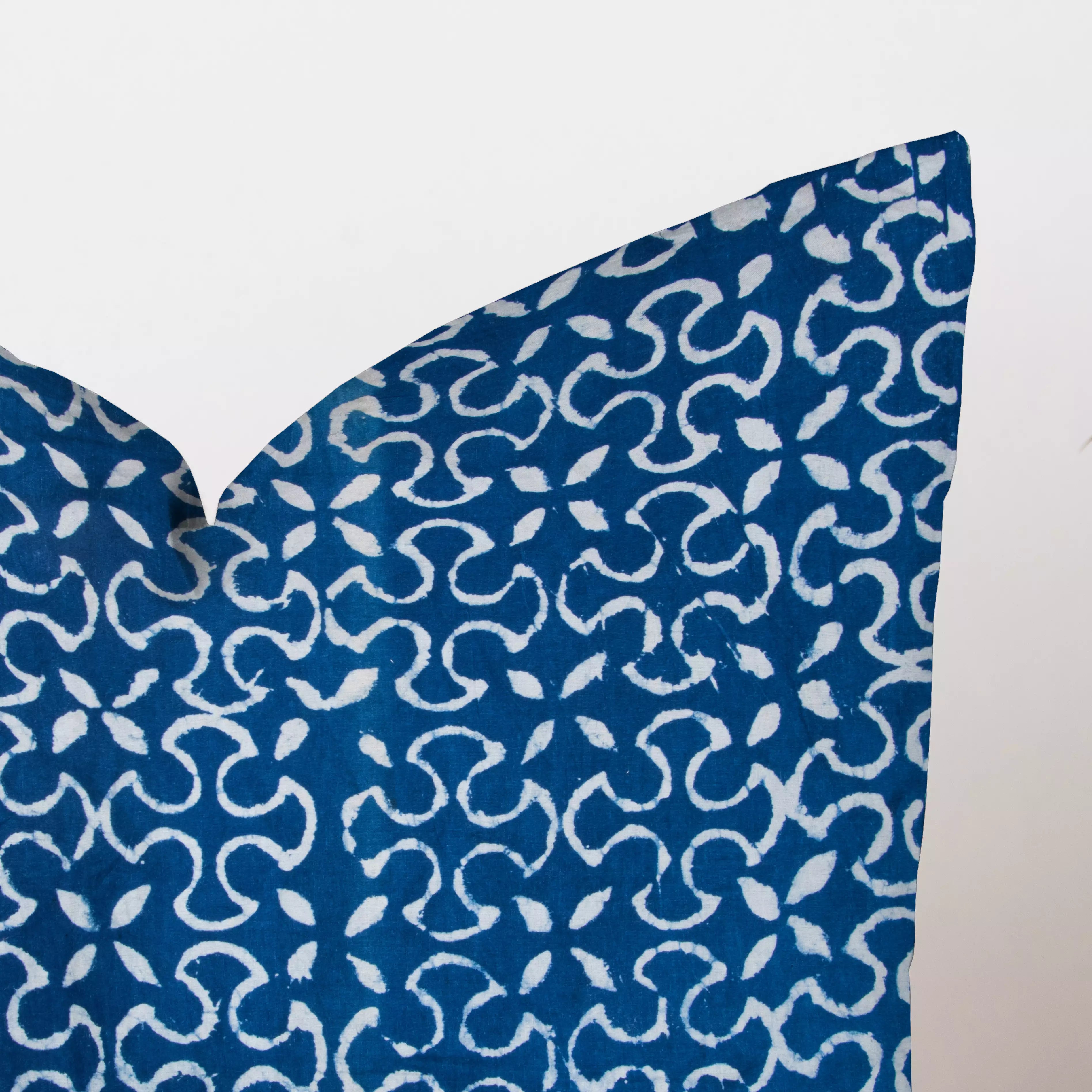 Blue Floral Hand Block Printed Sofa Cushion Cover