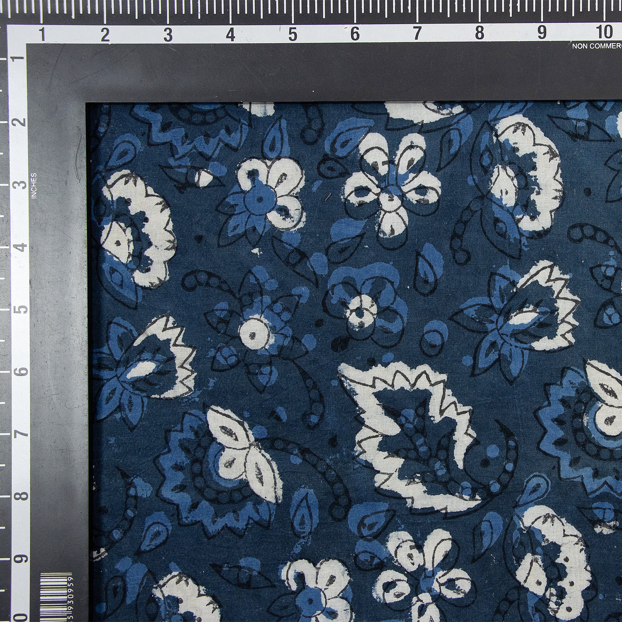 Blue Floral Handmade Dabu Fabric
