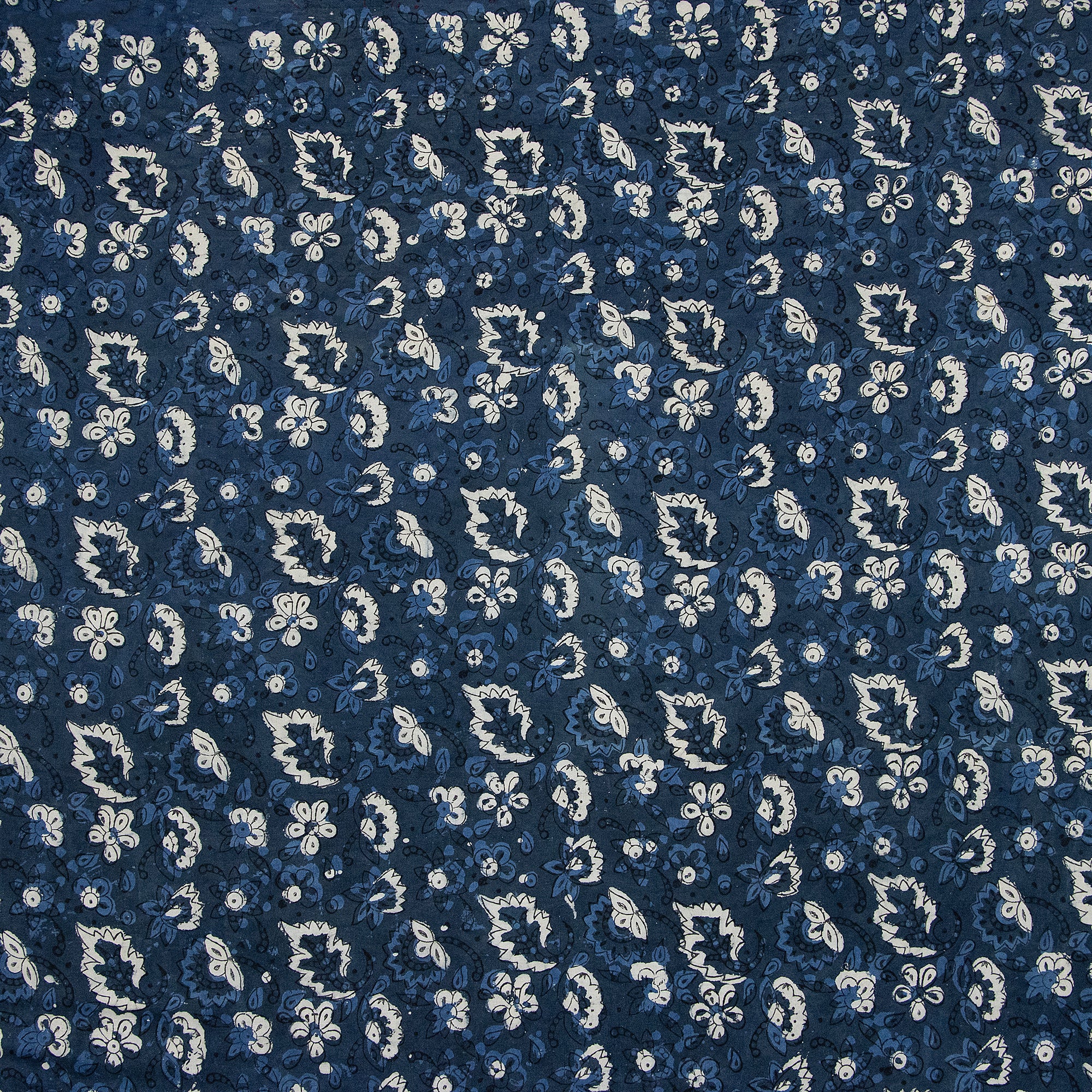 Blue Floral Handmade Dabu Fabric