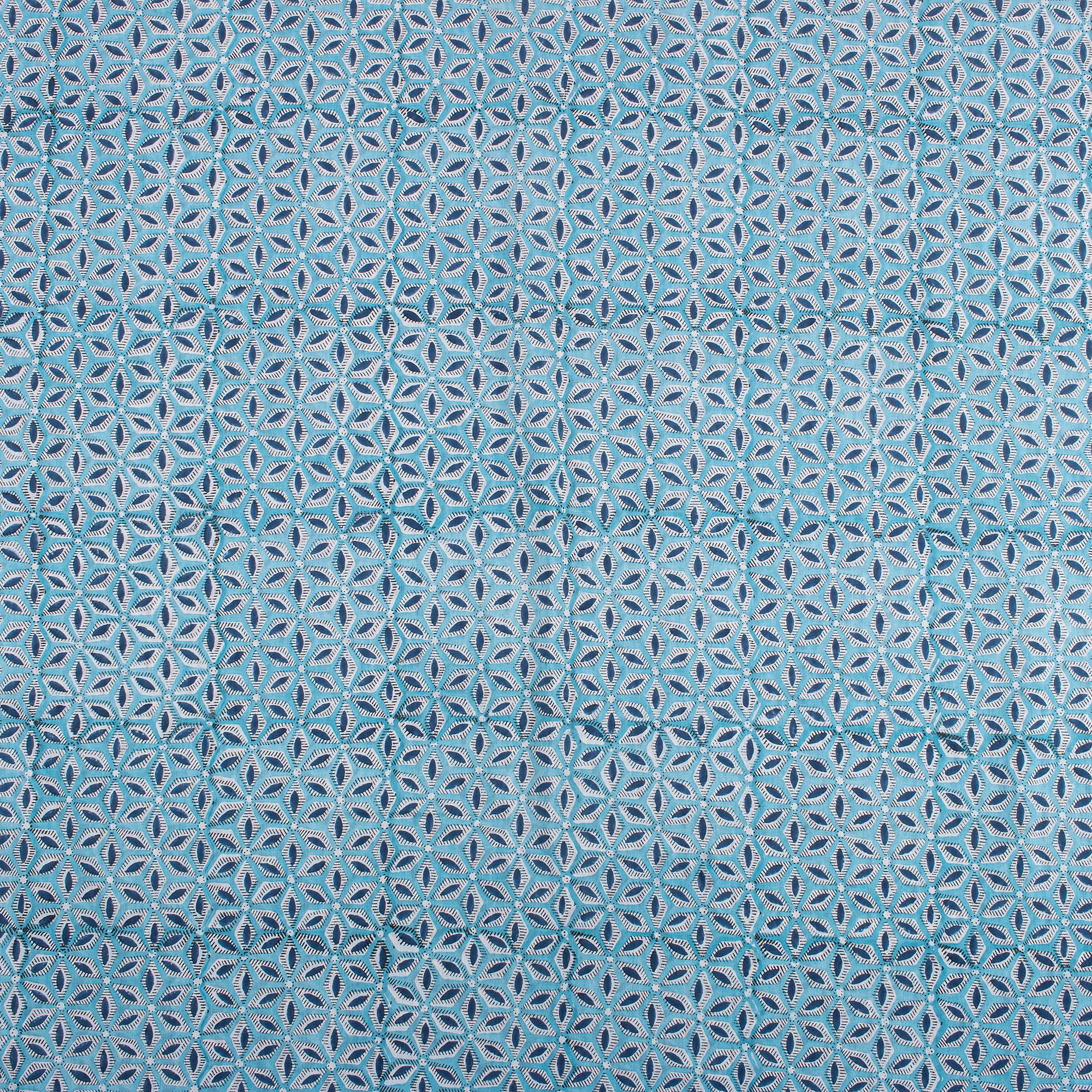 Blue Floral Indian Block Print Fabric
