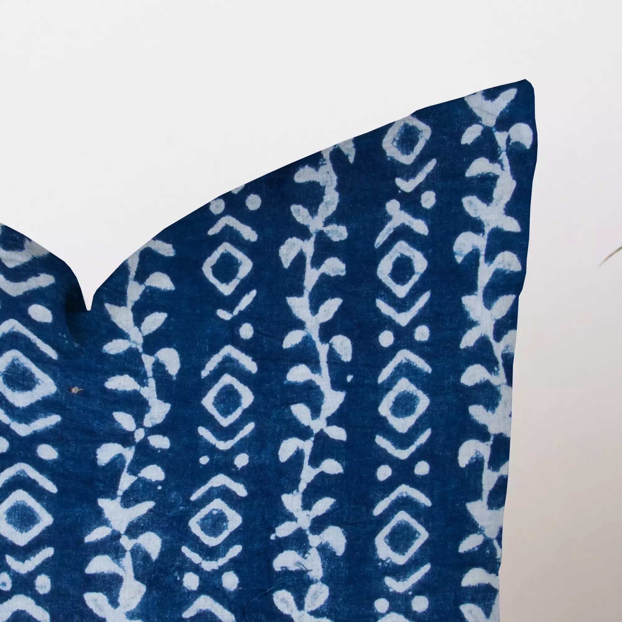 Blue Geometric Hand Block Printed Indigo Cotton Cushion Cover