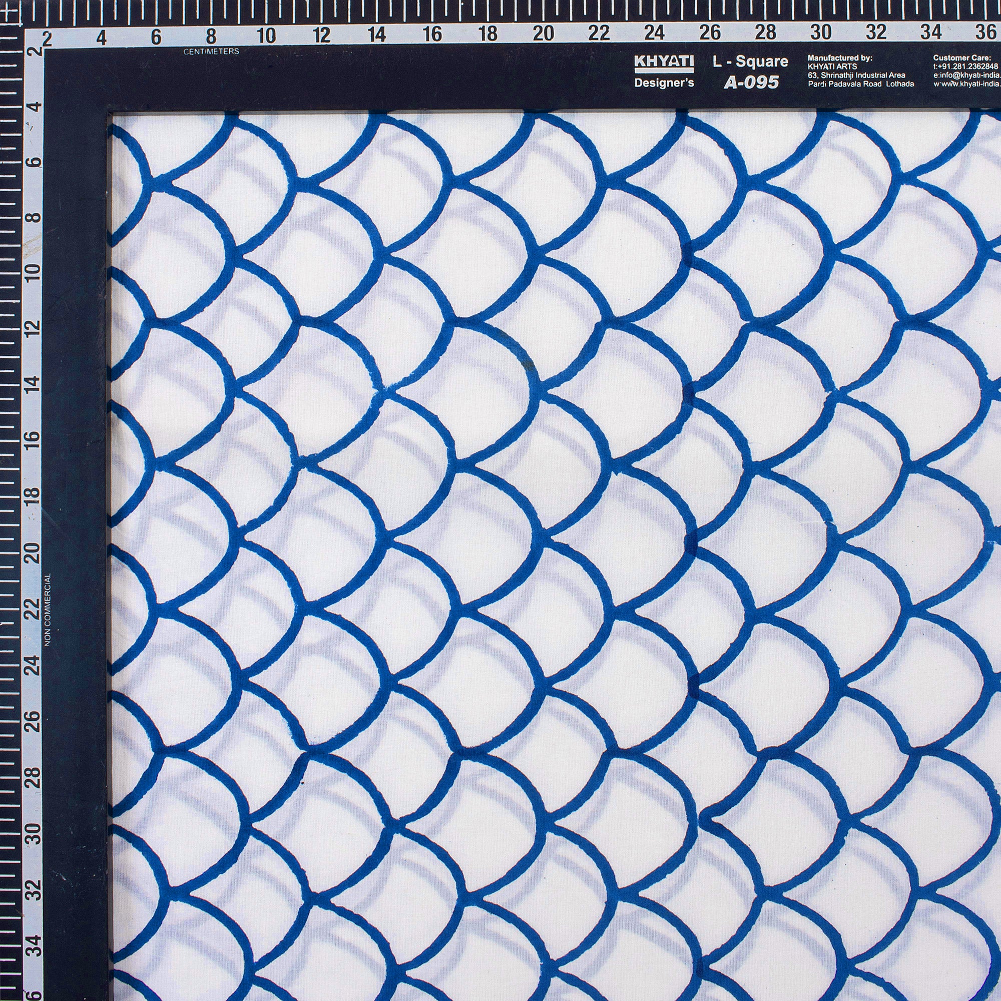 Blue Geometrical Pure Cotton Hand Block Print Fabric
