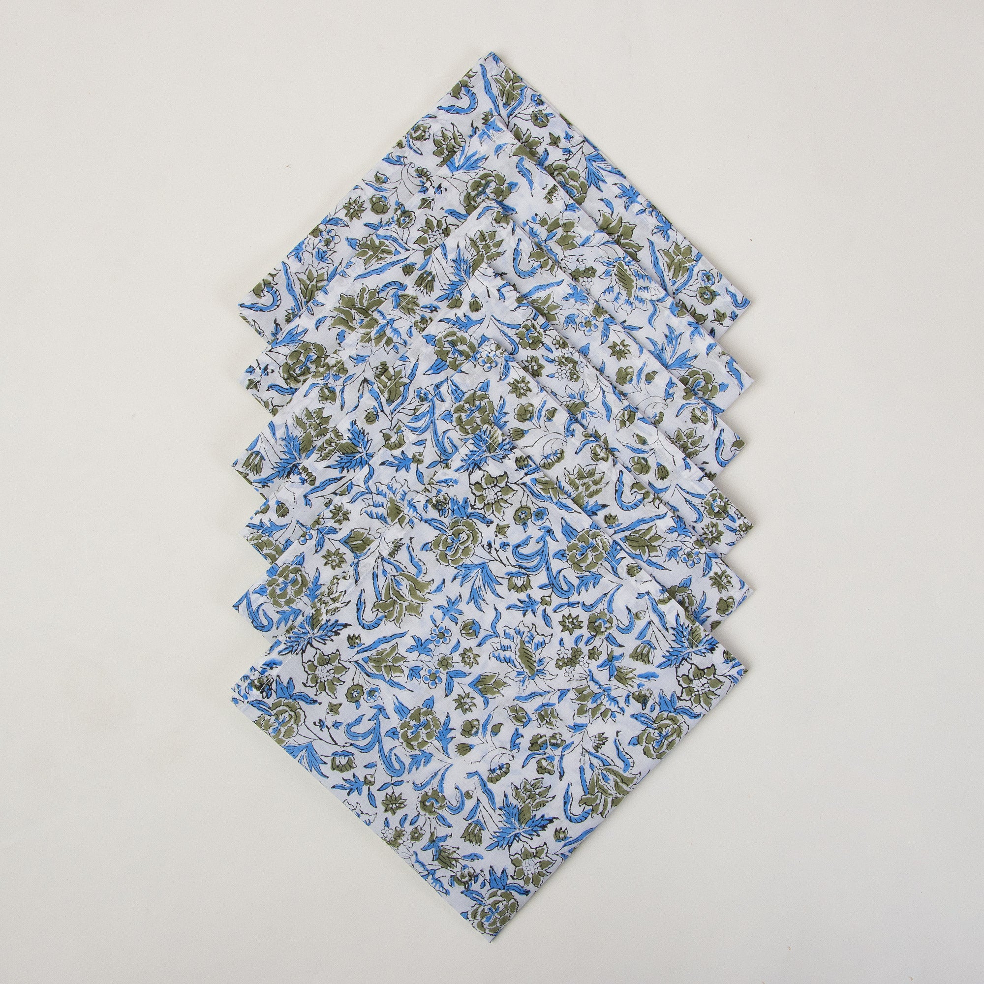 Blue Hand Block Printed Cotton Napkins Cloth