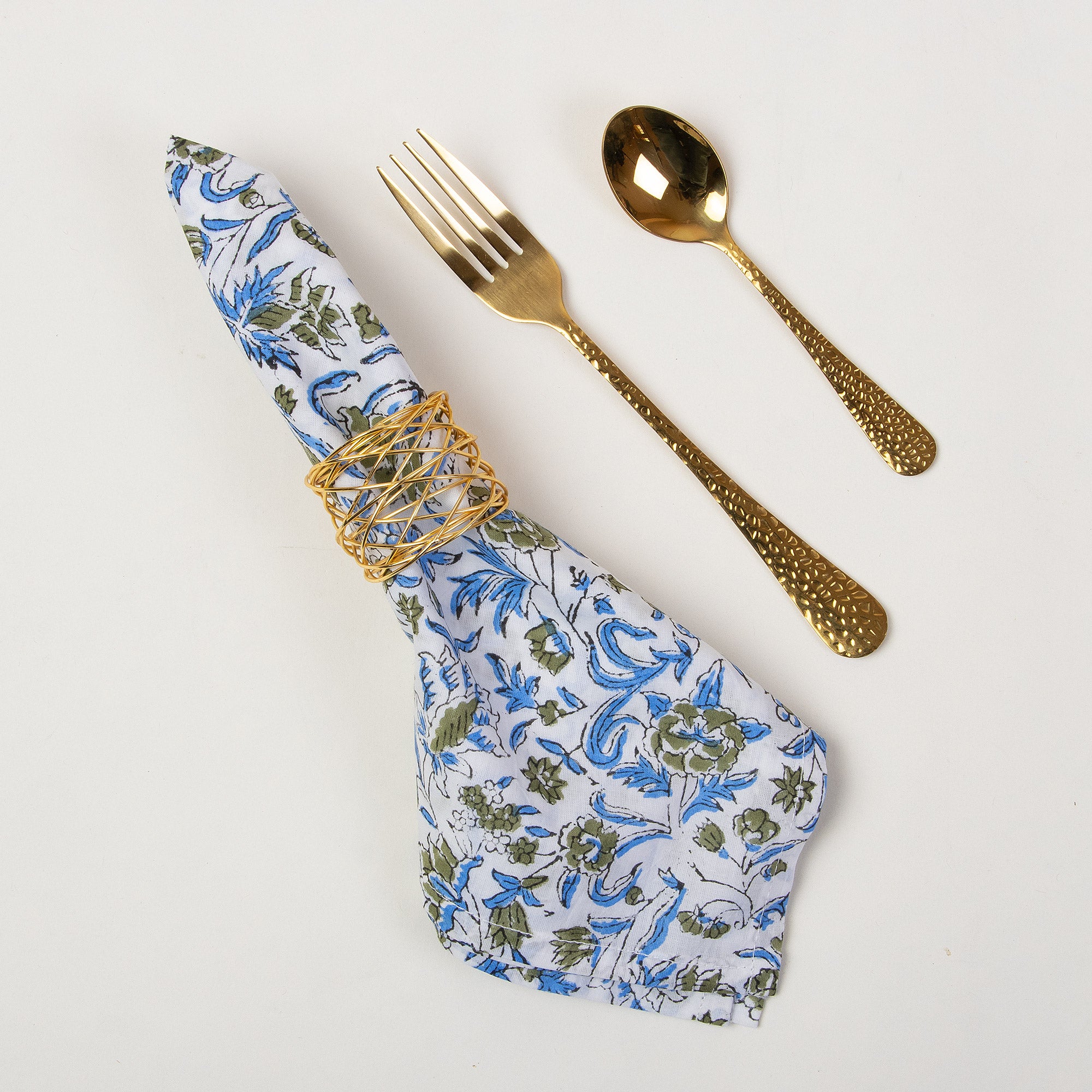 Blue Hand Block Printed Cotton Napkins Cloth