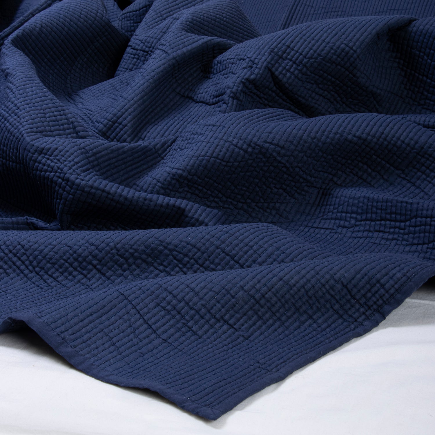 Blue Hand Dyed Pure Cotton Machine Blankets with Pillow Cover